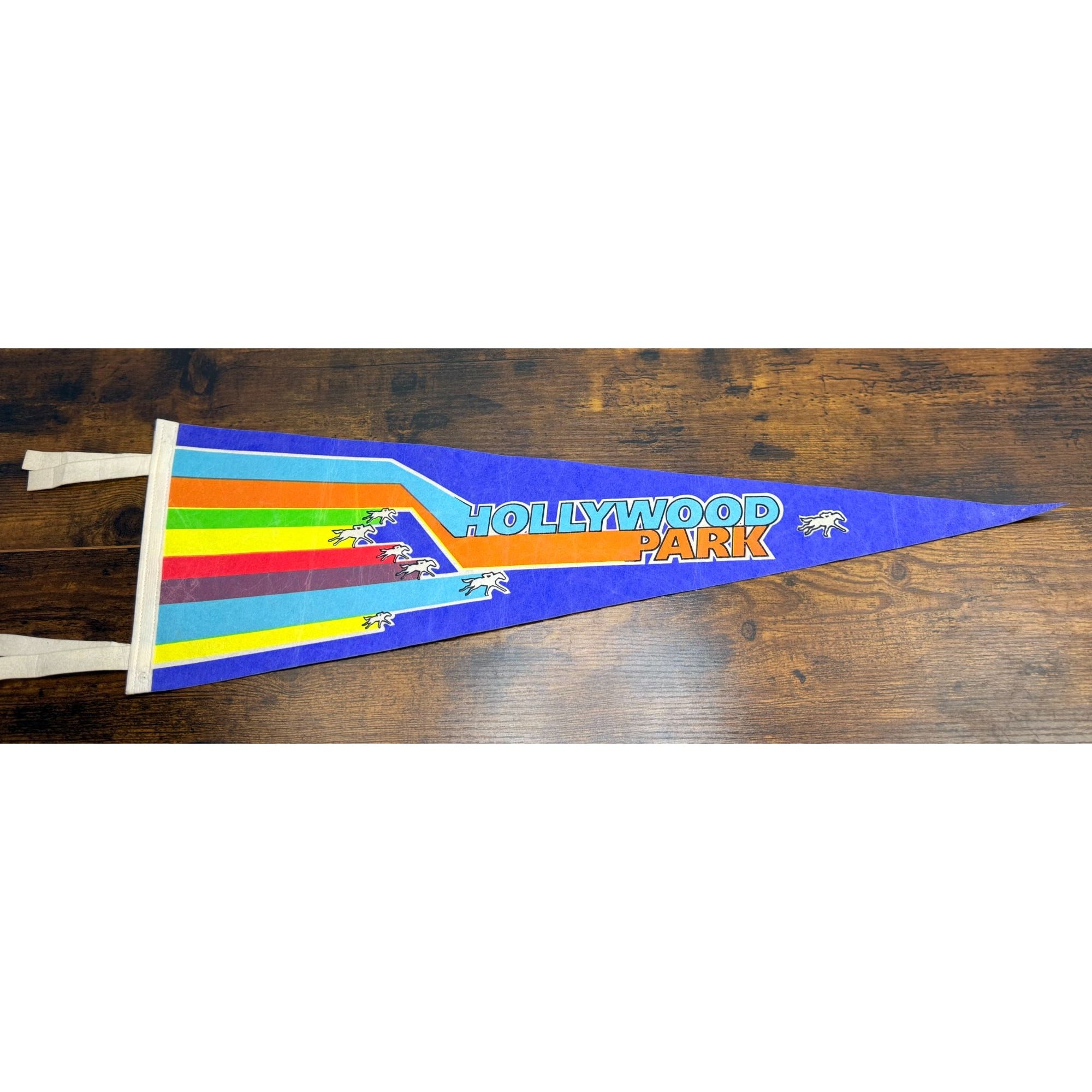 Vintage Hollywood Park Felt Pennant With Rainbow Horse Racing Design