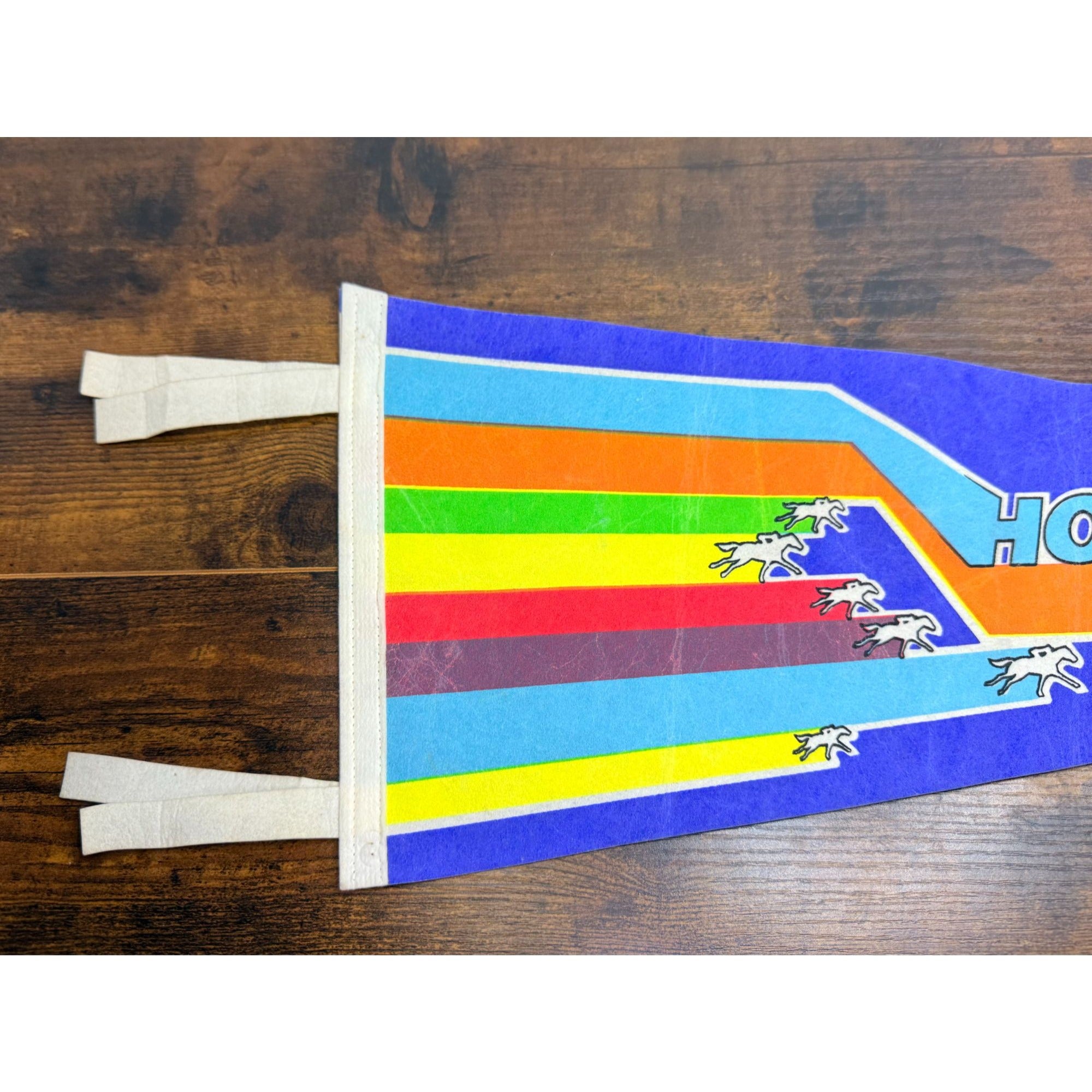 Vintage Hollywood Park Felt Pennant With Rainbow Horse Racing Design