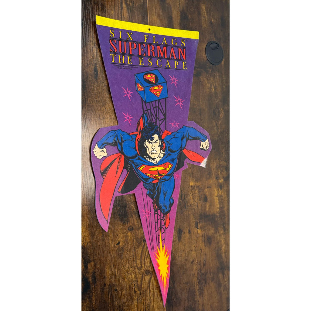 Six Flags Superman The Escape 1996 Pennant - DC Comics Collectible