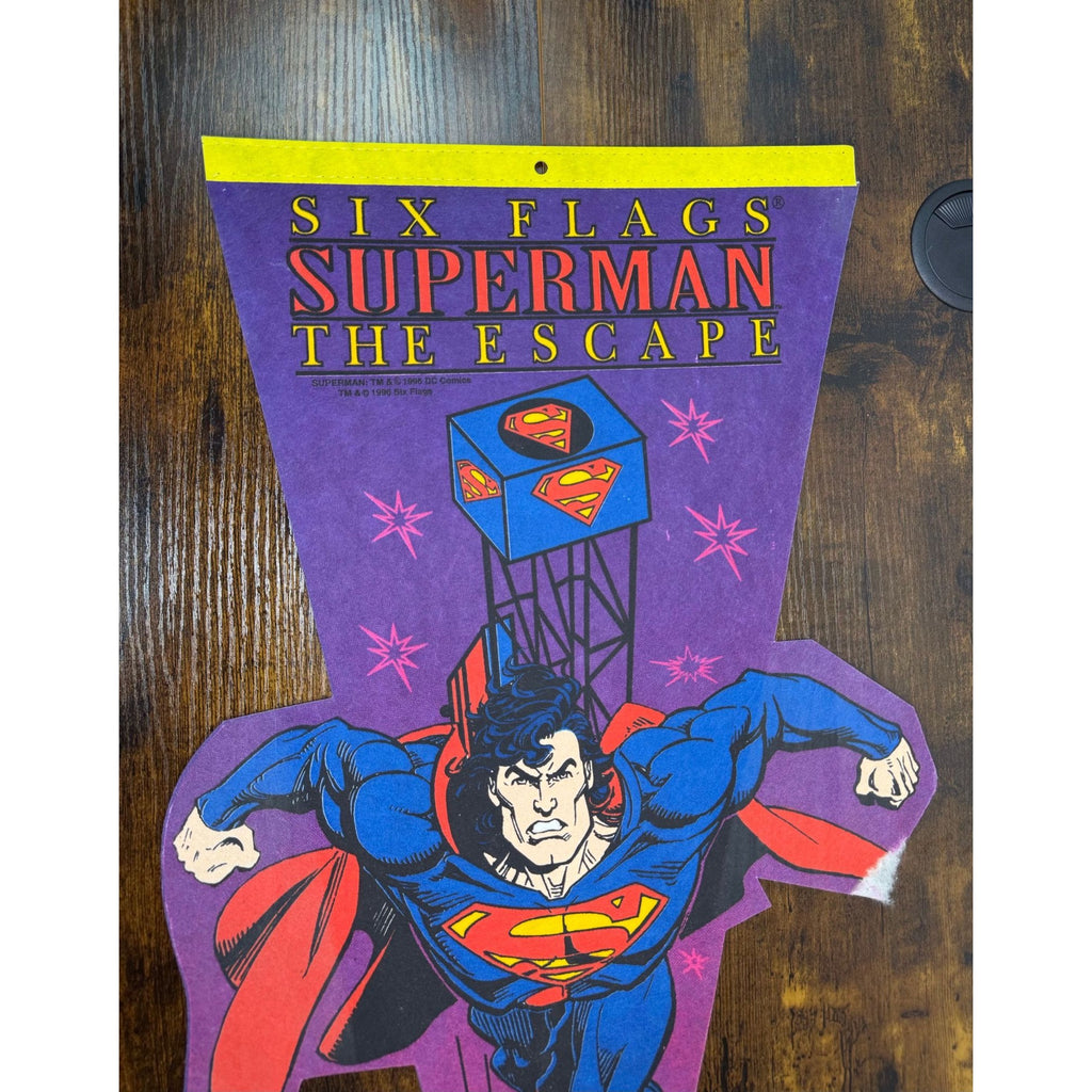 Six Flags Superman The Escape 1996 Pennant - DC Comics Collectible