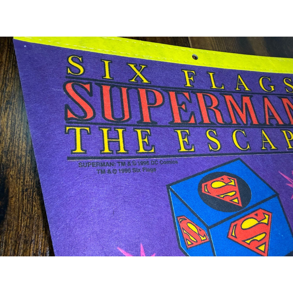 Six Flags Superman The Escape 1996 Pennant - DC Comics Collectible