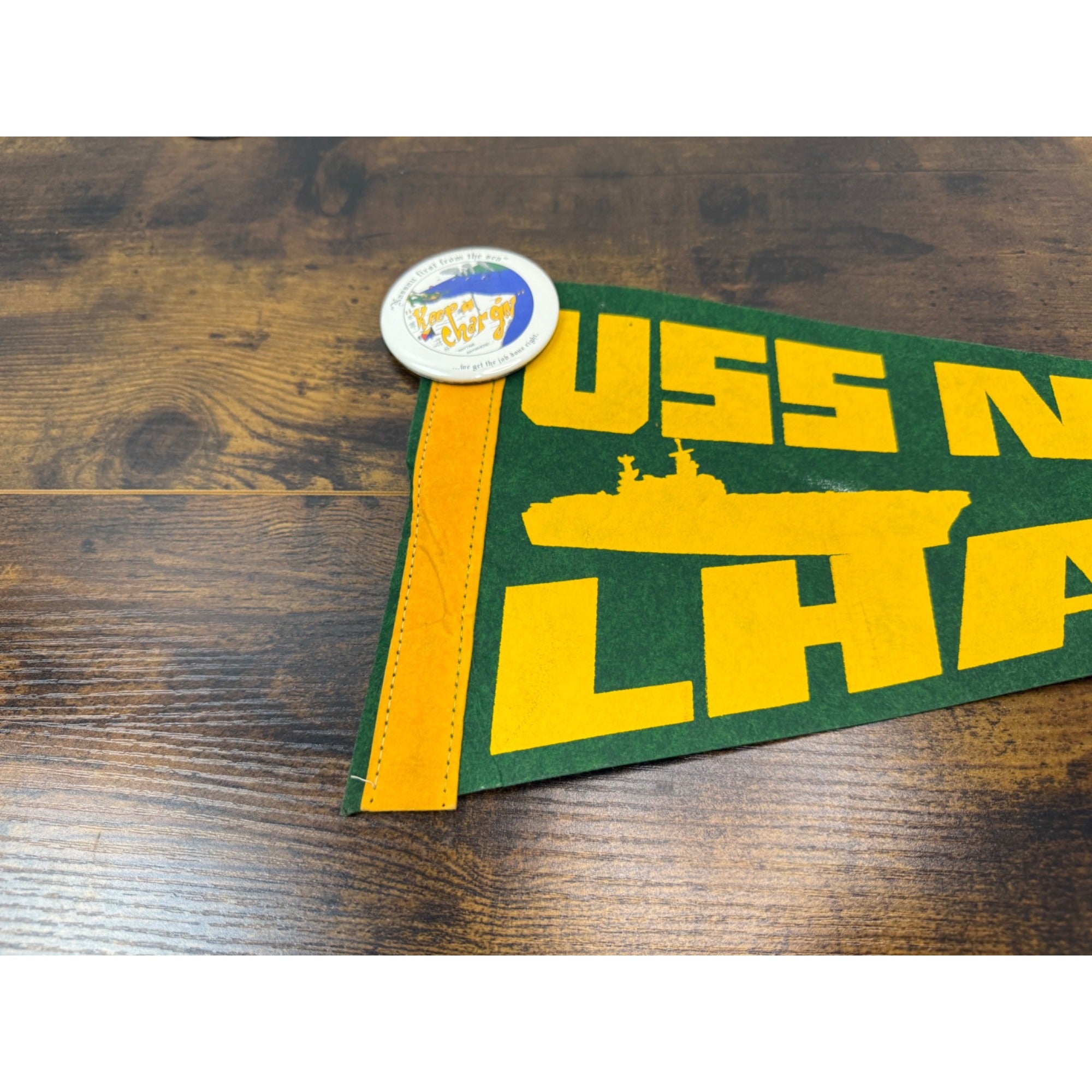 USS Nassau LHA 4 Felt Pennant Vintage Military With Bonus Keep Chargin Button