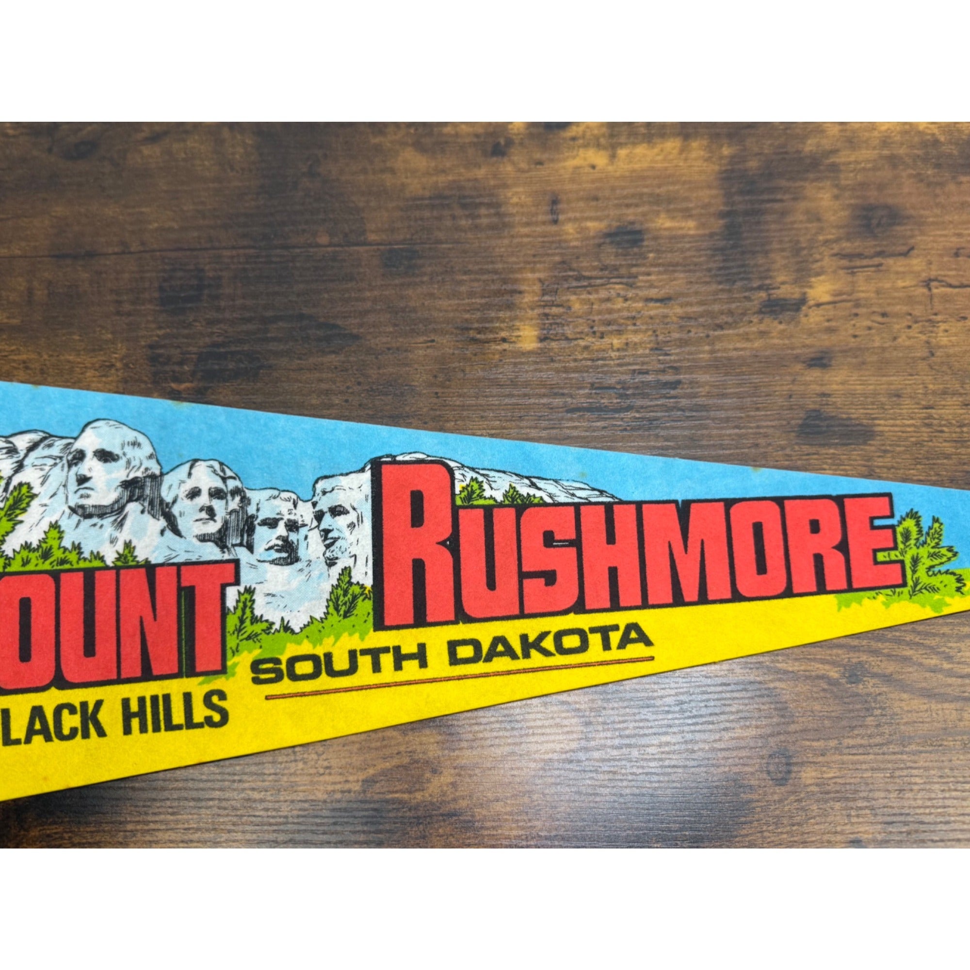 Vintage Mount Rushmore Black Hills, South Dakota pennant 25 inches