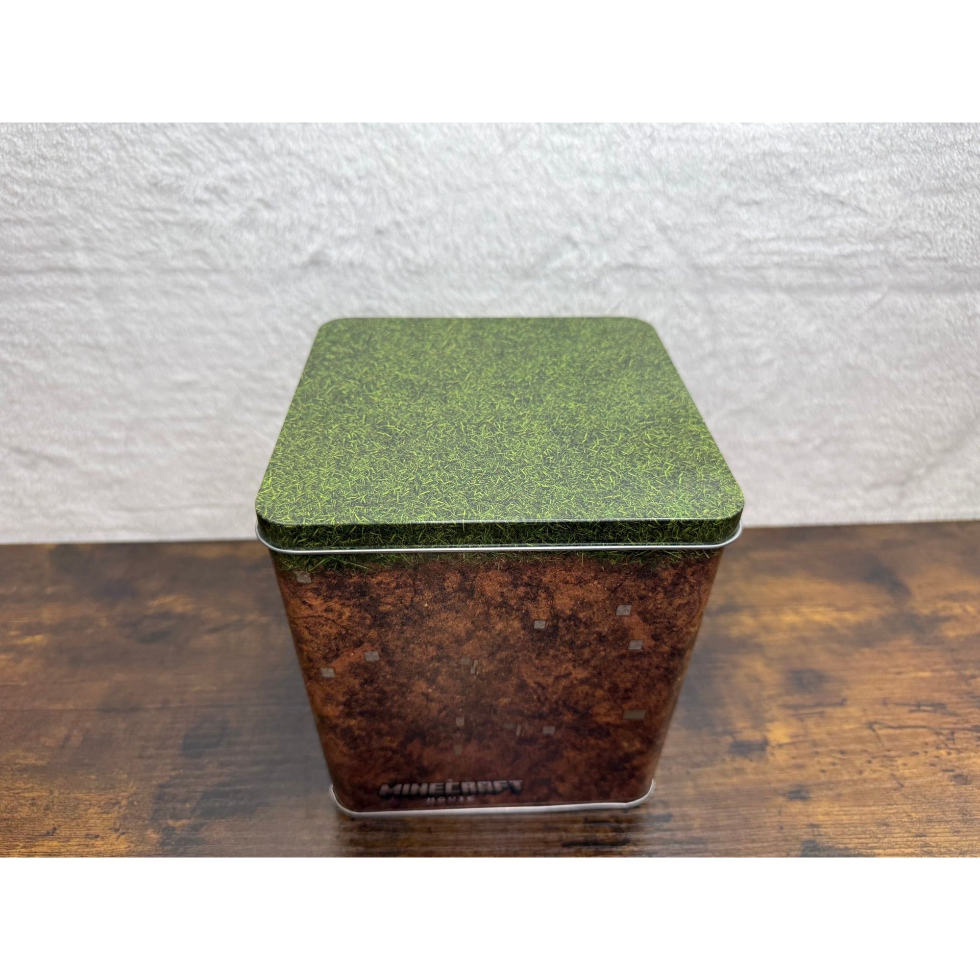 New Minecraft Movie AMC Exclusive Square Tin Box With Grass Block Design