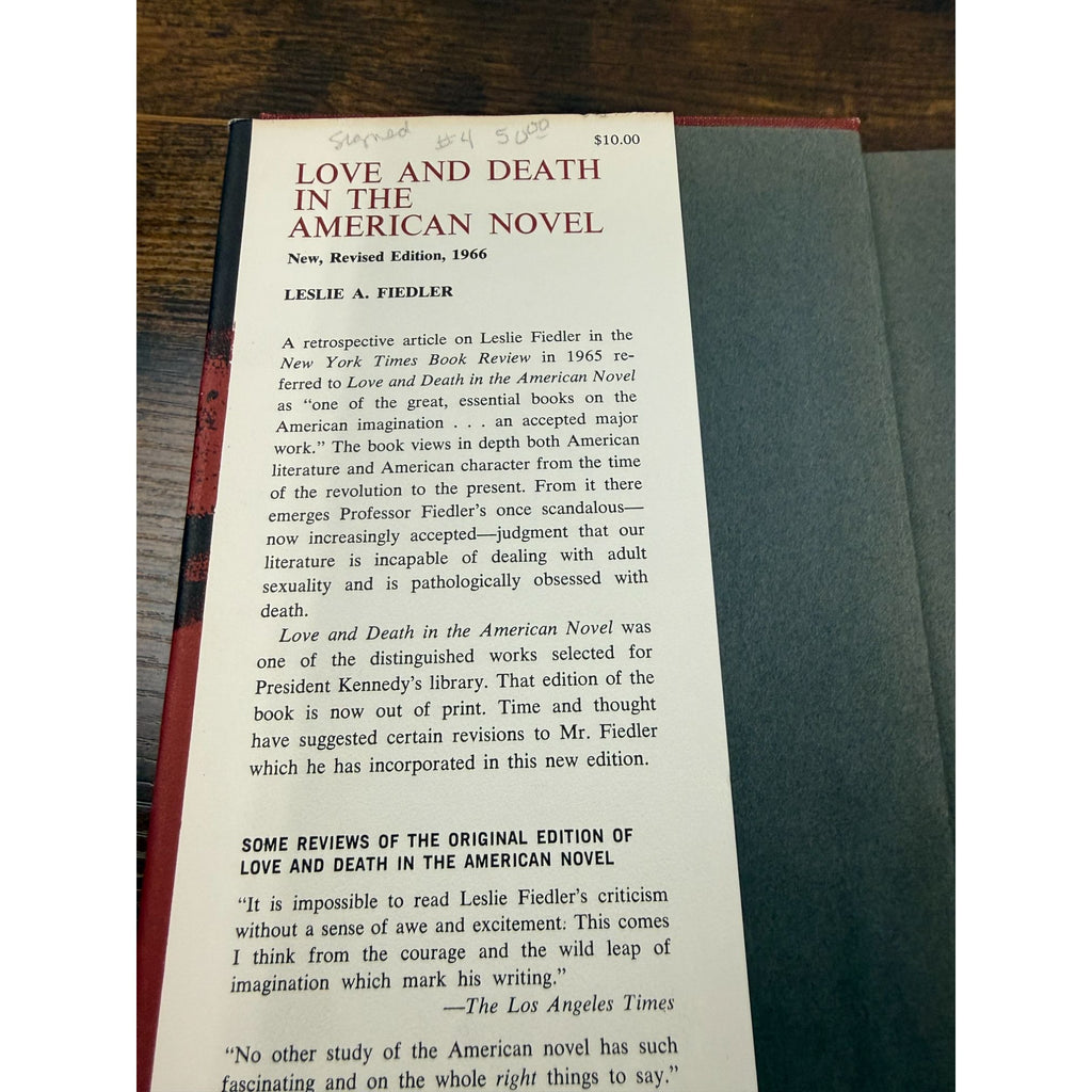 Love And Death In The American Novel By Leslie A. Fiedler New Revised Edition 1966 Hardcover