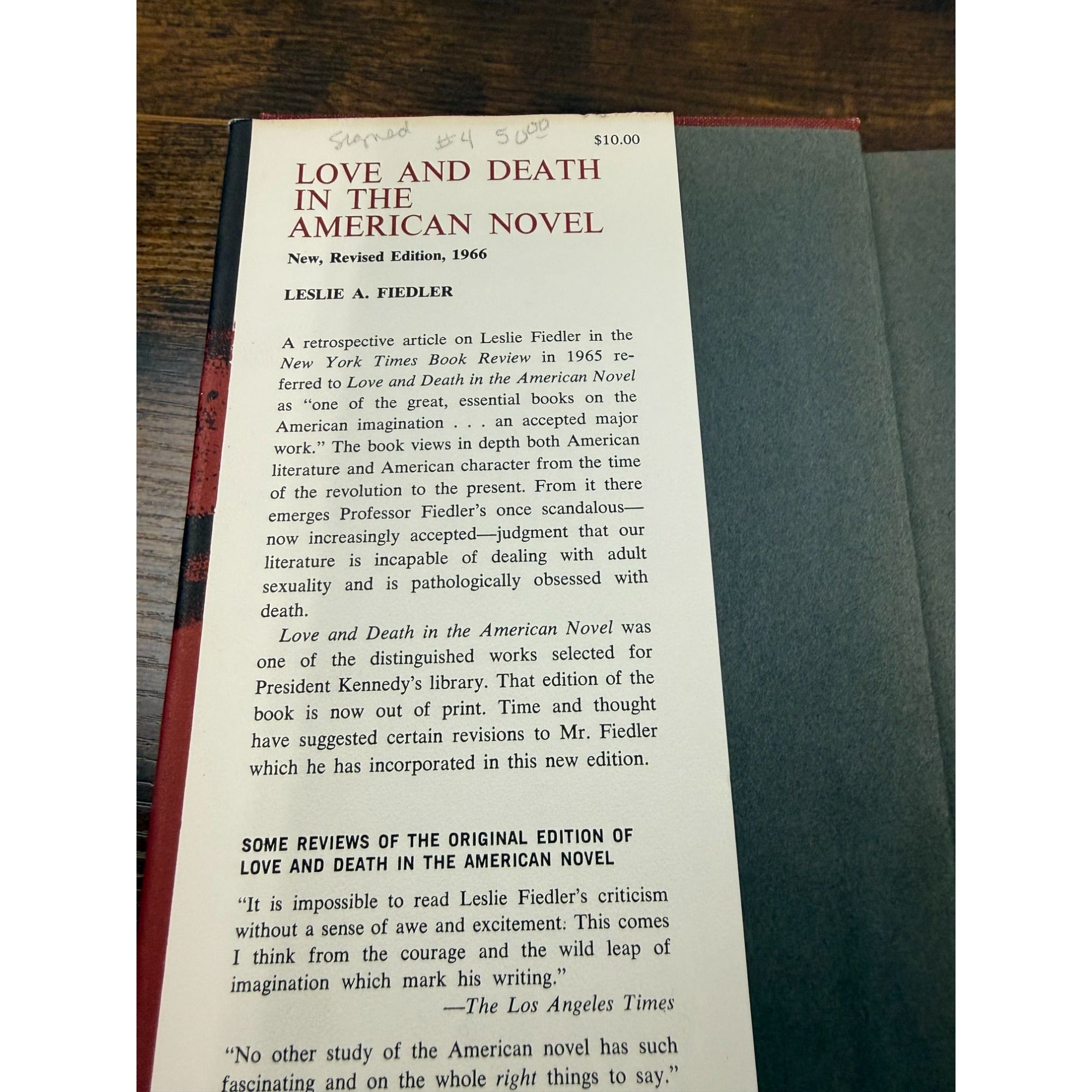 Love And Death In The American Novel By Leslie A. Fiedler New Revised Edition 1966 Hardcover