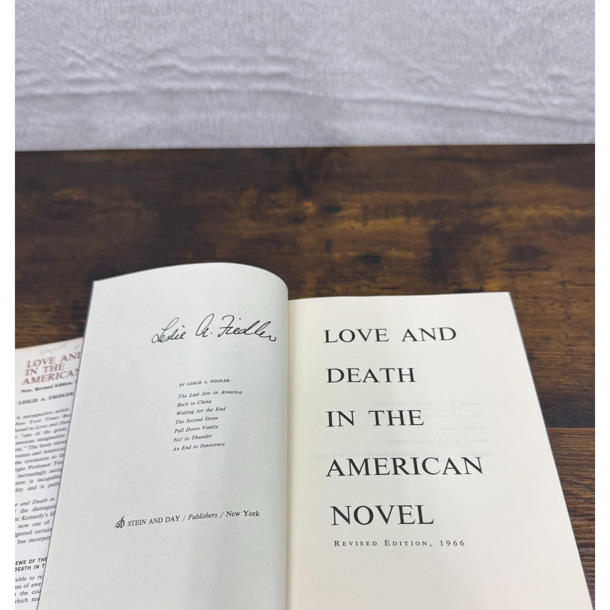 Love And Death In The American Novel By Leslie A. Fiedler New Revised Edition 1966 Hardcover