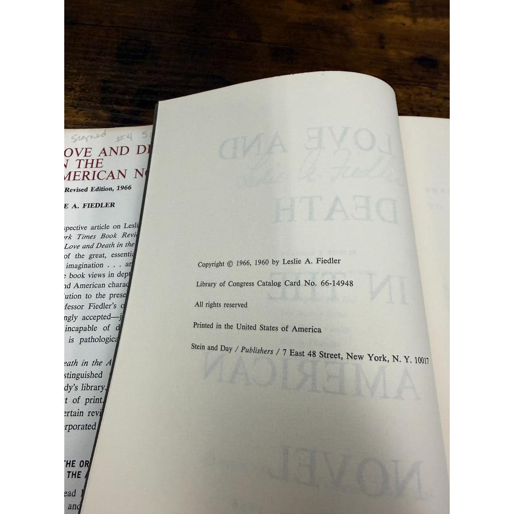 Love And Death In The American Novel By Leslie A. Fiedler New Revised Edition 1966 Hardcover