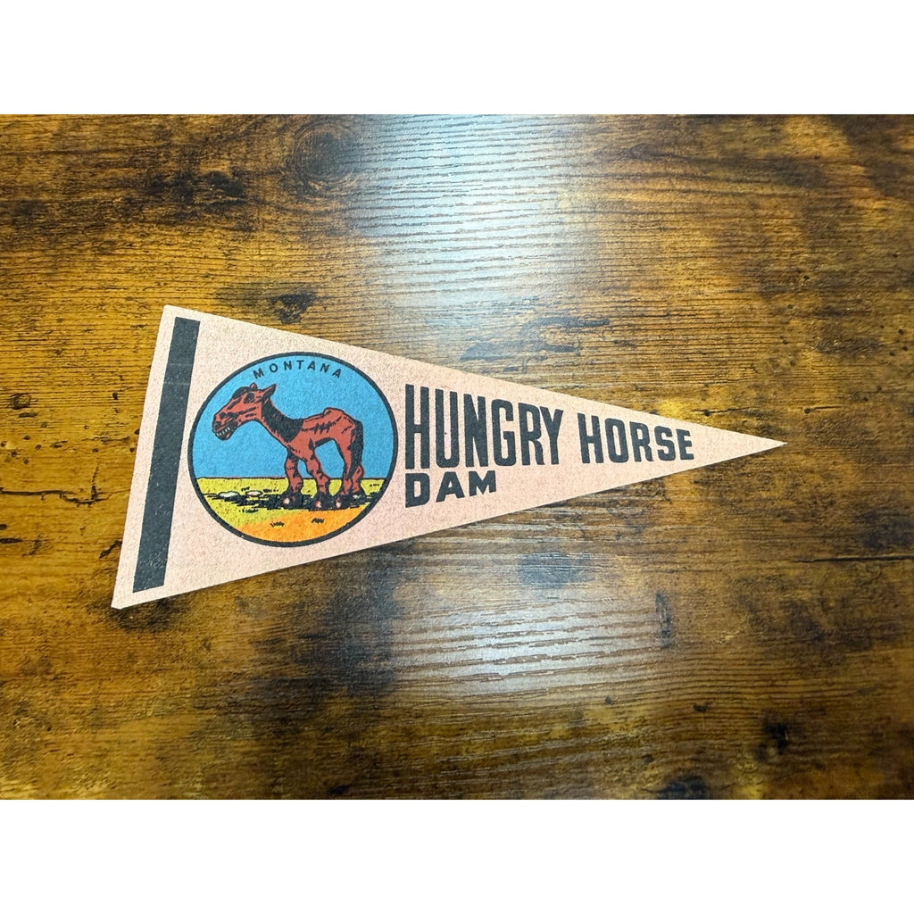 Vintage Hungry Horse Dam Montana Souvenir Felt Mini Pennant 8"
