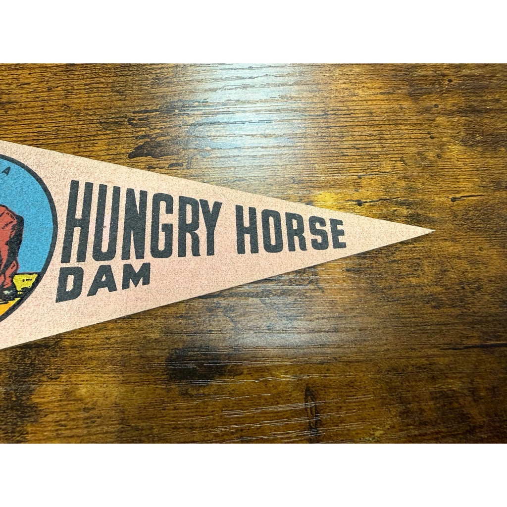 Vintage Hungry Horse Dam Montana Souvenir Felt Mini Pennant 8"