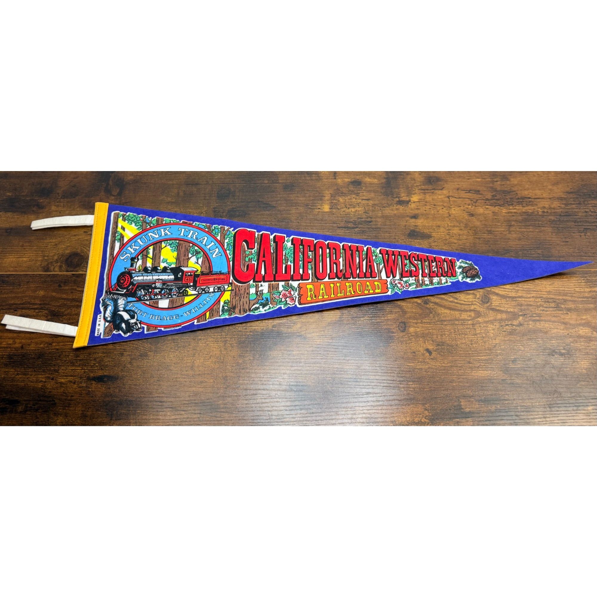 California Western Railroad Skunk Train Felt Pennant Vintage Fort Bragg Willits