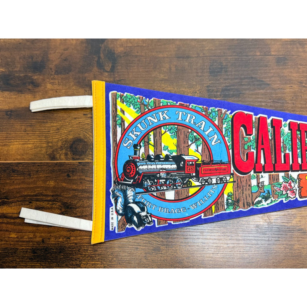 California Western Railroad Skunk Train Felt Pennant Vintage Fort Bragg Willits