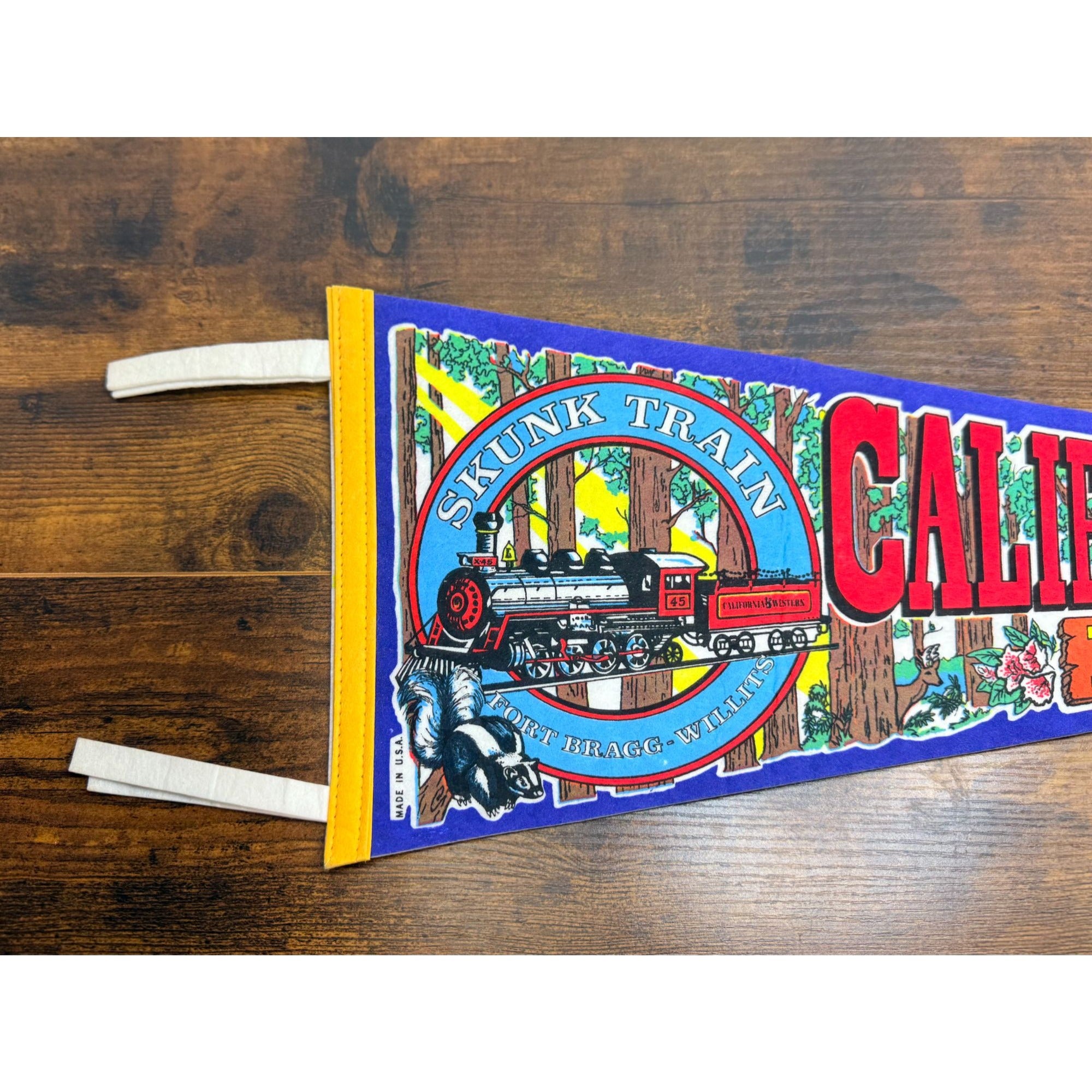 California Western Railroad Skunk Train Felt Pennant Vintage Fort Bragg Willits