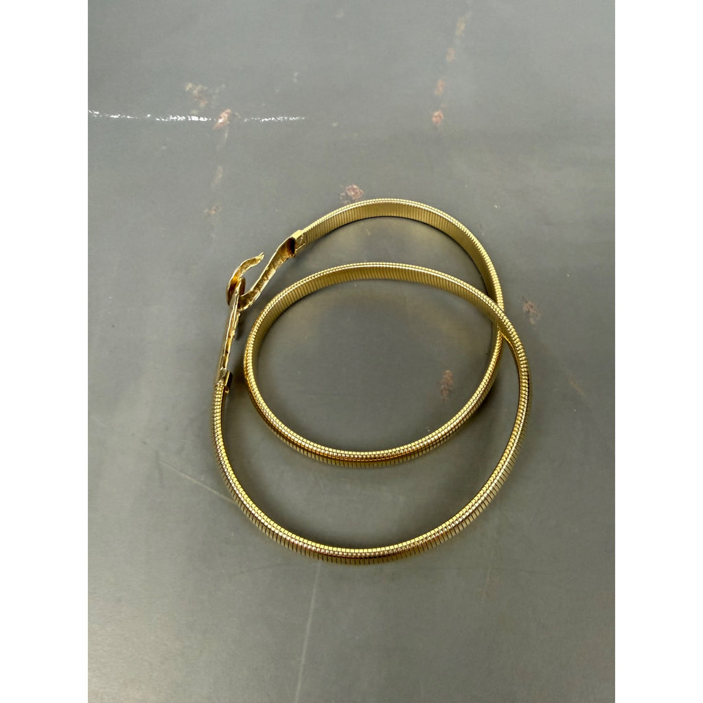 Gold-Tone hook Design Wrap Belt With Textured Clasp Closure