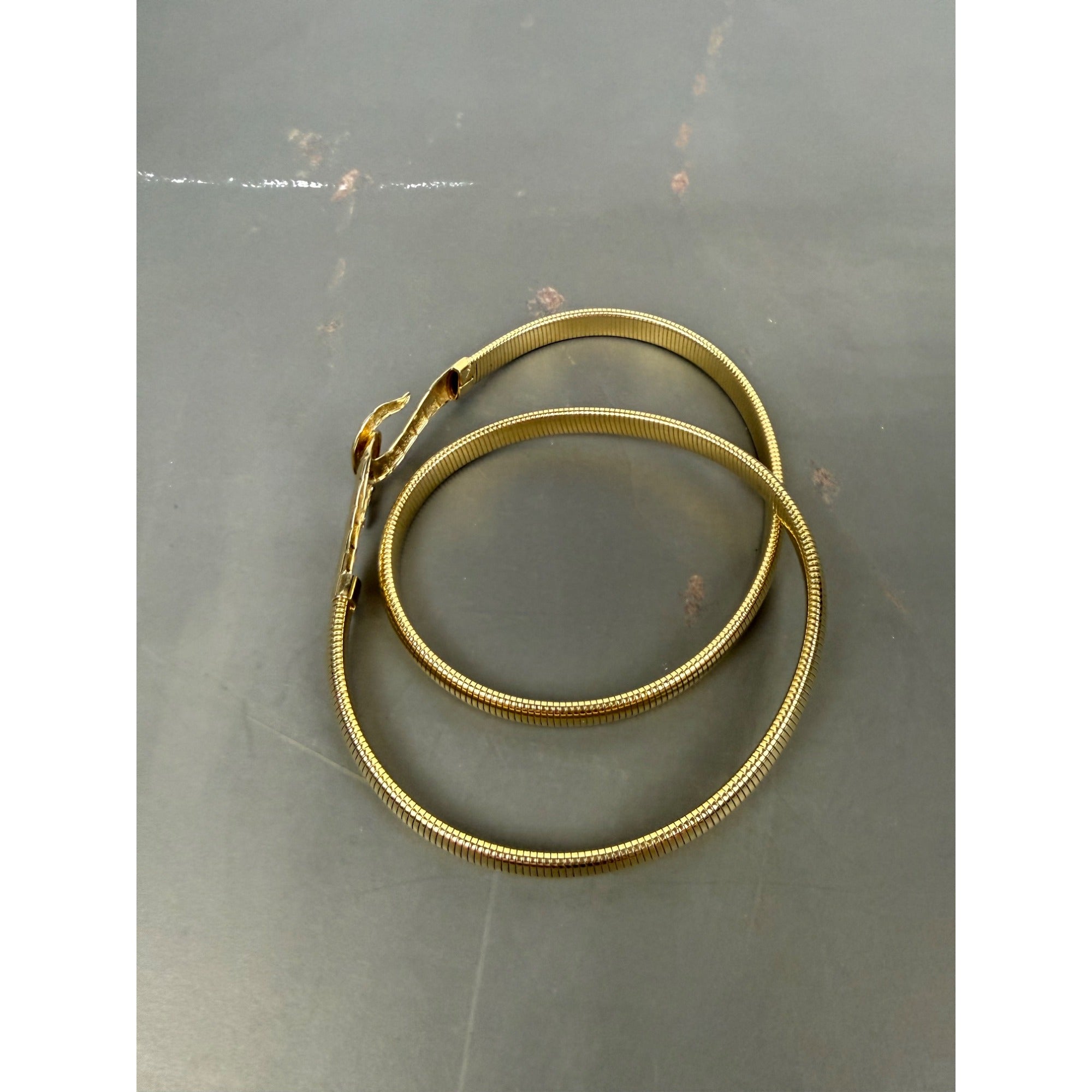 Gold-Tone hook Design Wrap Belt With Textured Clasp Closure