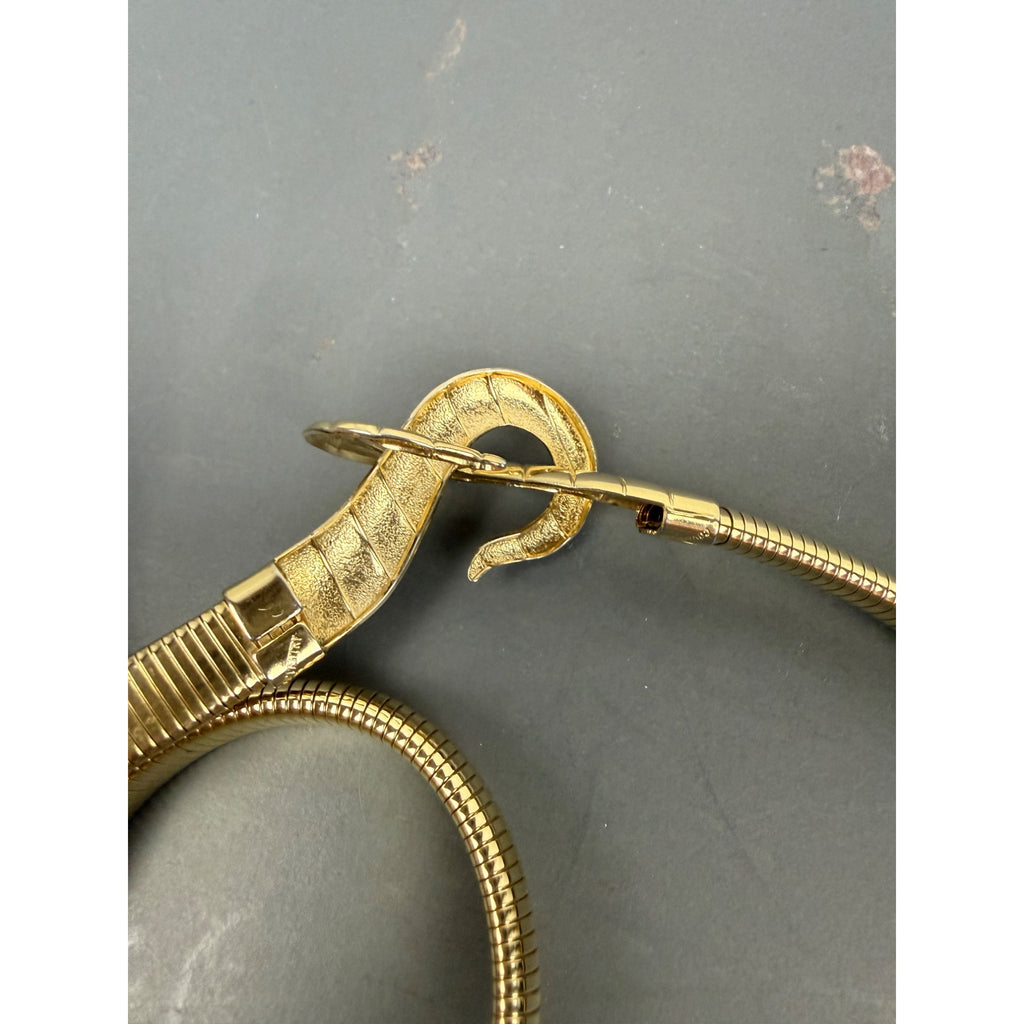 Gold-Tone hook Design Wrap Belt With Textured Clasp Closure
