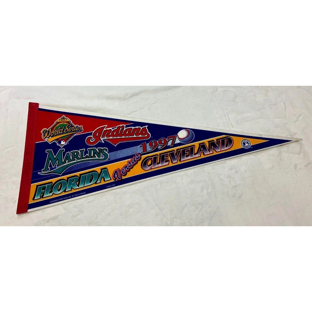 Vintage 1997 Florida Marlins vs Cleveland Indians World Series pennant