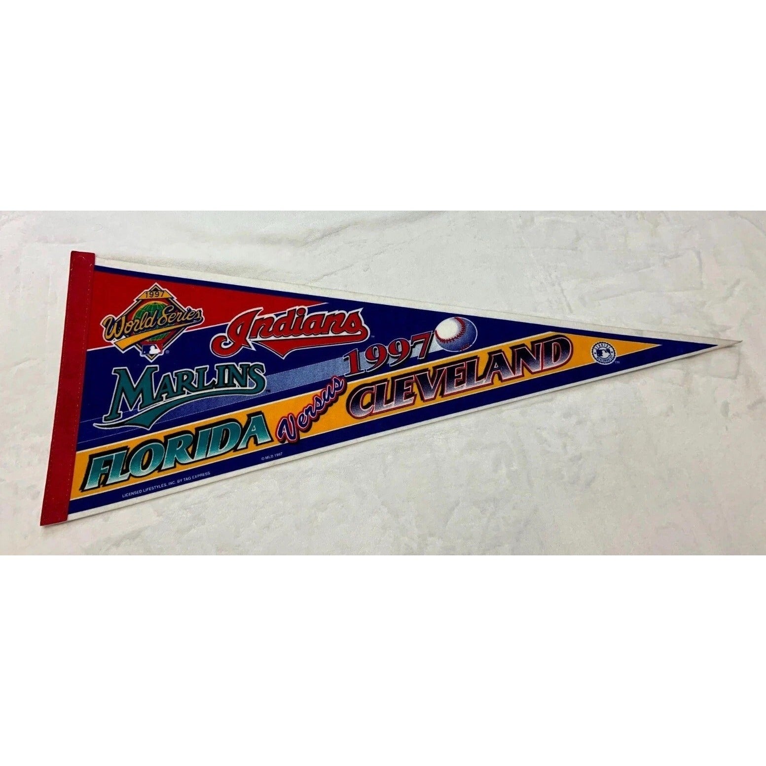 Vintage 1997 Florida Marlins vs Cleveland Indians World Series pennant