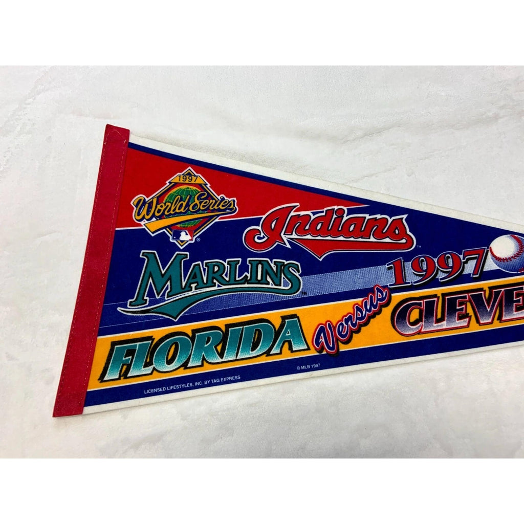 Vintage 1997 Florida Marlins vs Cleveland Indians World Series pennant