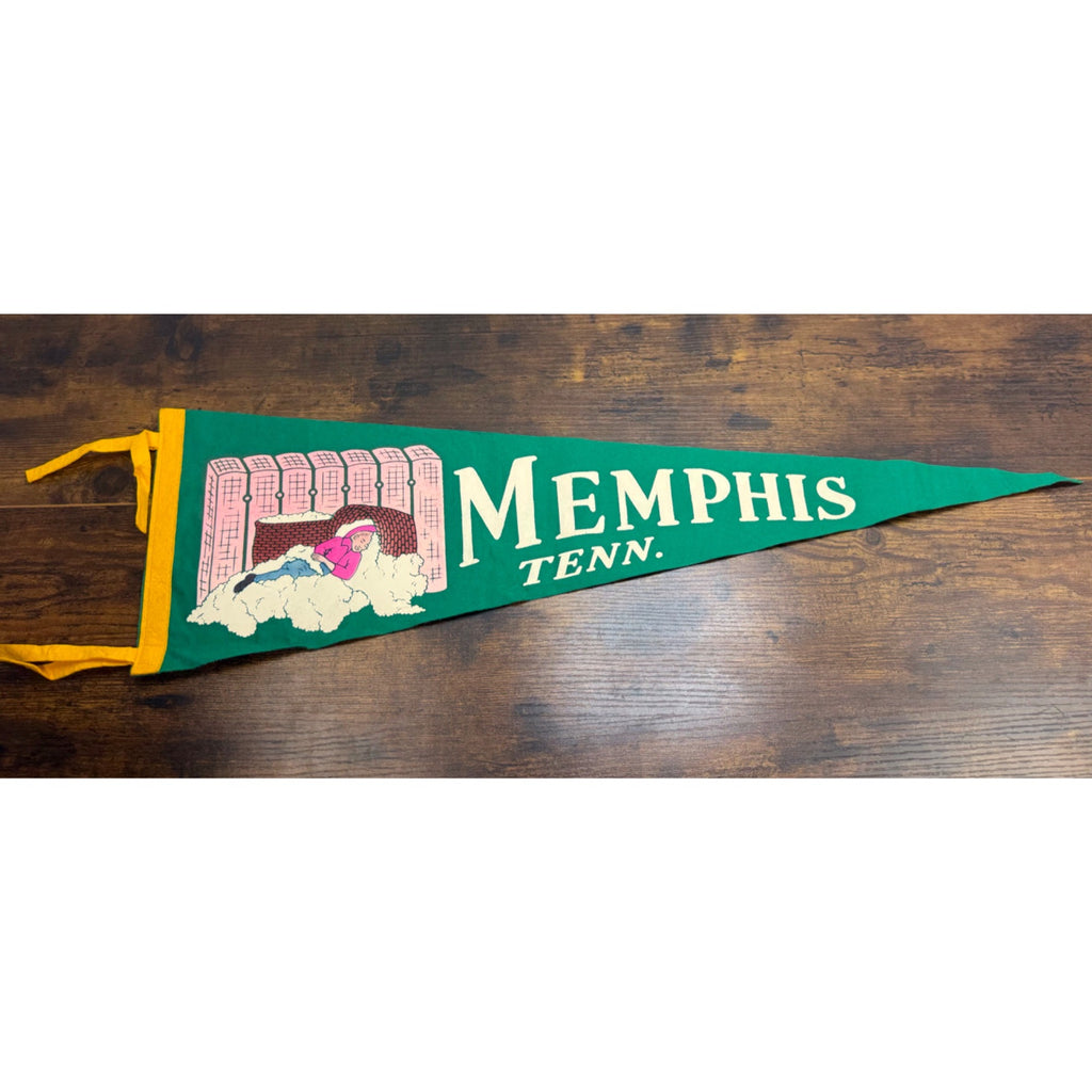 Vintage Memphis Tennessee Souvenir Felt Pennant With Cotton Picker 27 inches