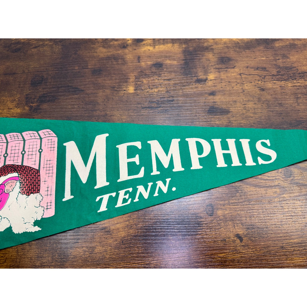 Vintage Memphis Tennessee Souvenir Felt Pennant With Cotton Picker 27 inches