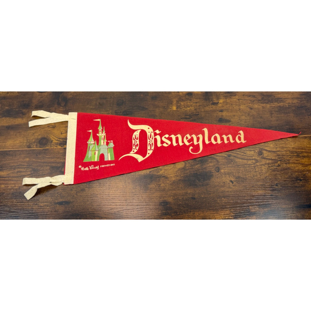 Vintage Disneyland Red Felt Pennant Castle Design By Walt Disney Productions