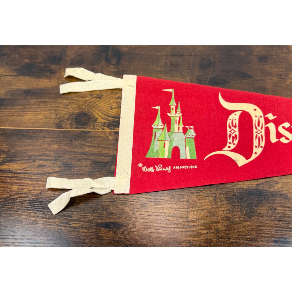 Vintage Disneyland Red Felt Pennant Castle Design By Walt Disney Productions
