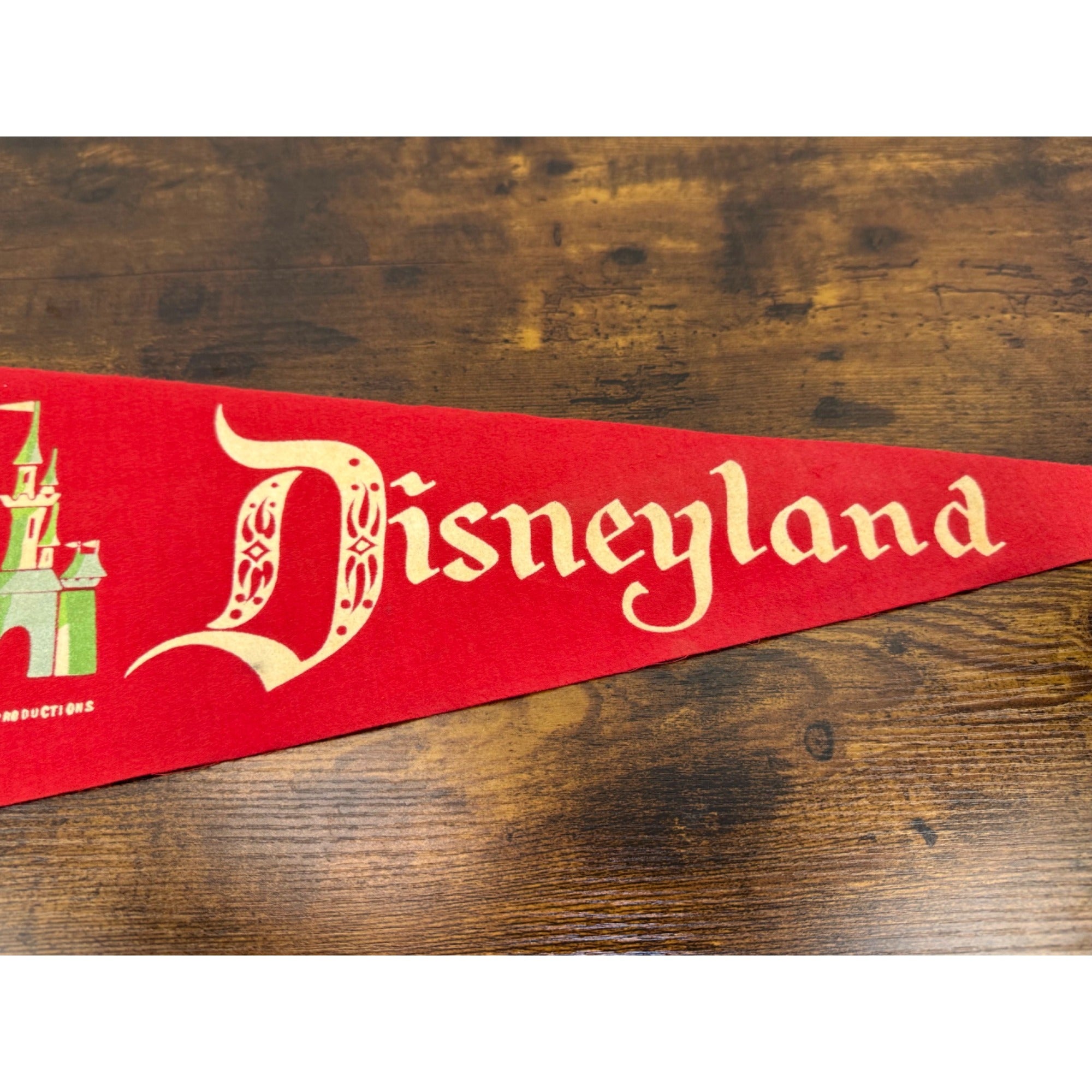 Vintage Disneyland Red Felt Pennant Castle Design By Walt Disney Productions