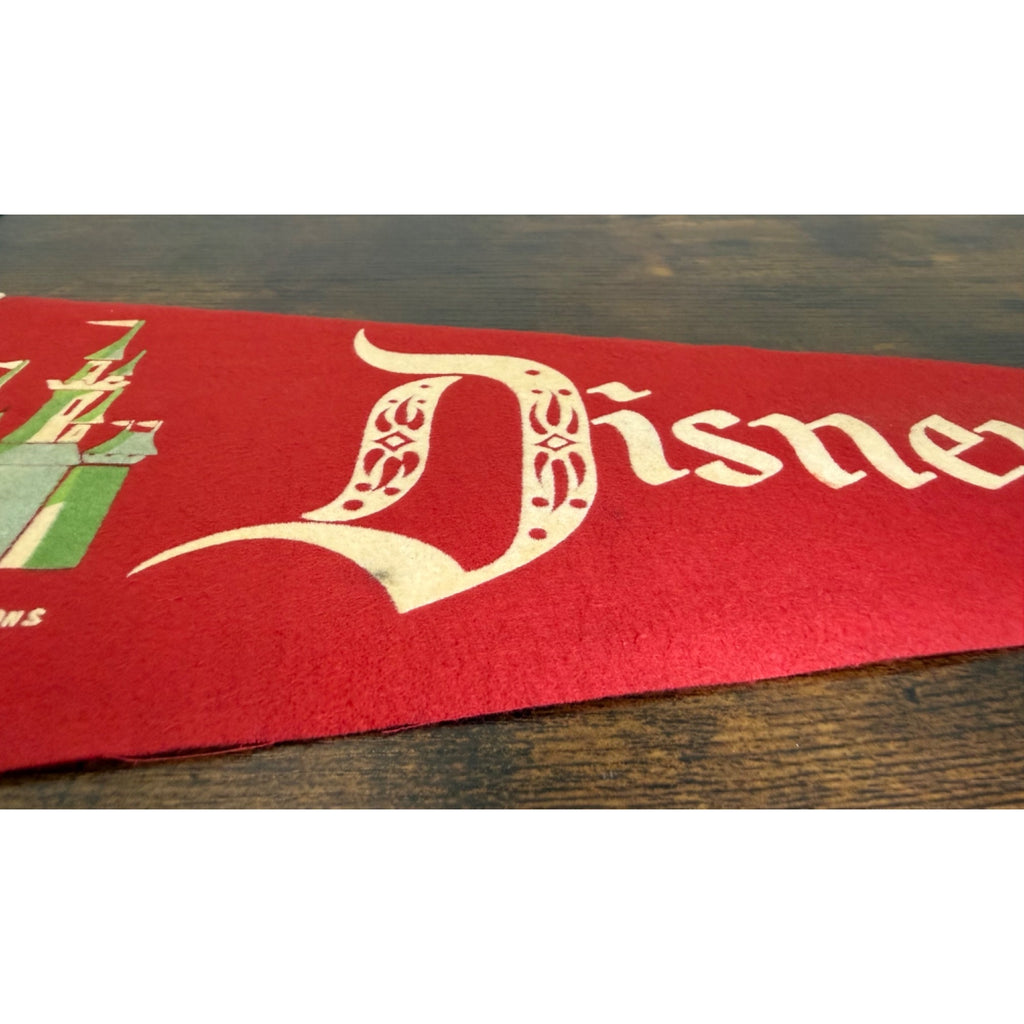 Vintage Disneyland Red Felt Pennant Castle Design By Walt Disney Productions