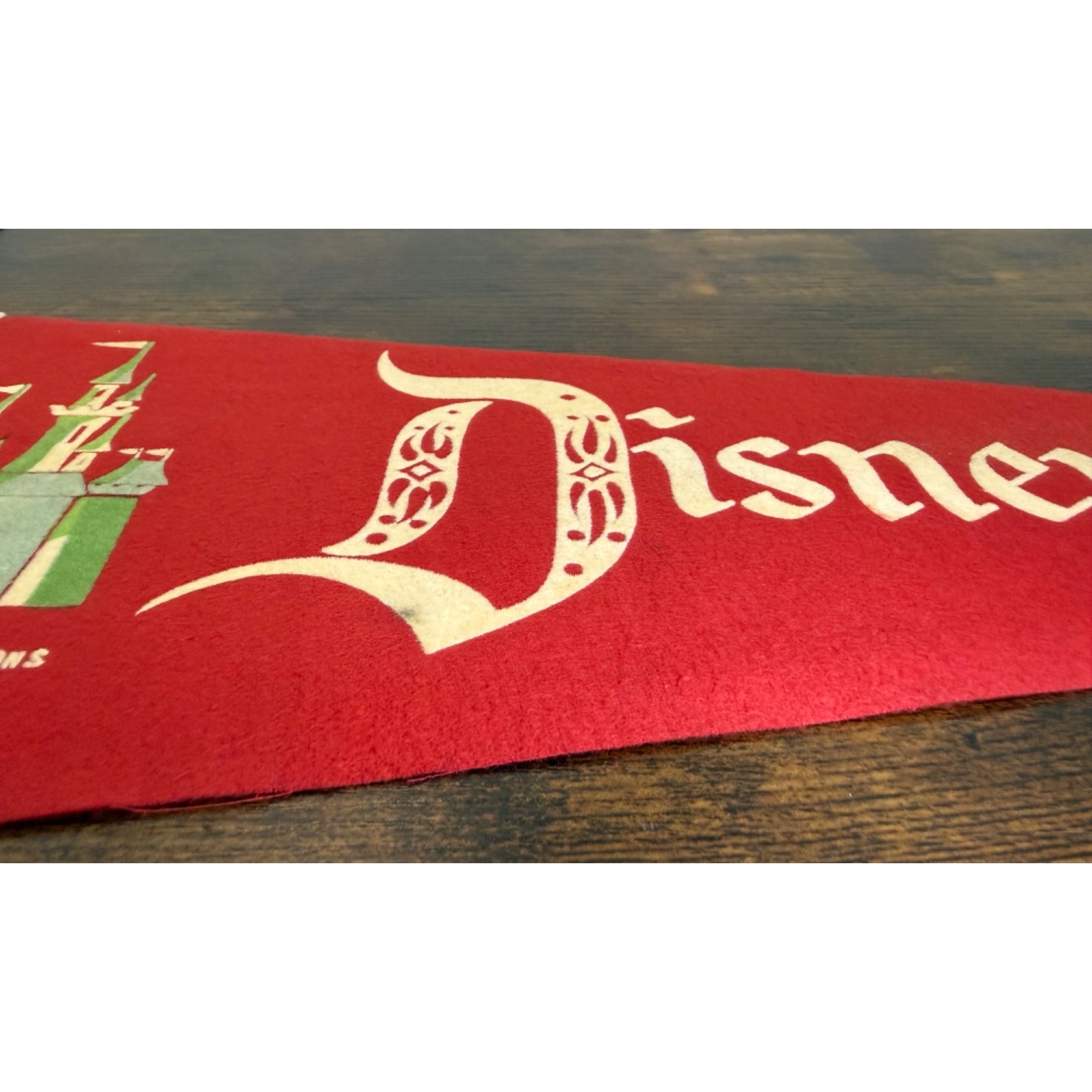 Vintage Disneyland Red Felt Pennant Castle Design By Walt Disney Productions