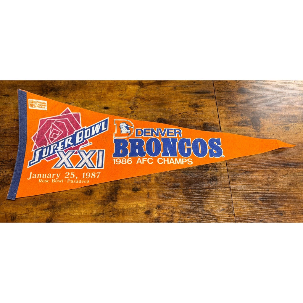 Vintage 1987 Super Bowl XXI Denver Broncos AFC. Champs pennant