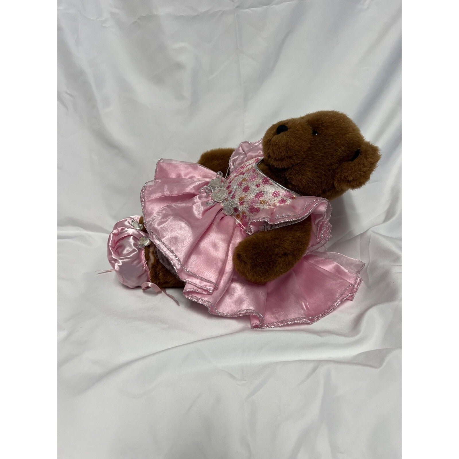 Build a Bear Teddy in pink dress 16"