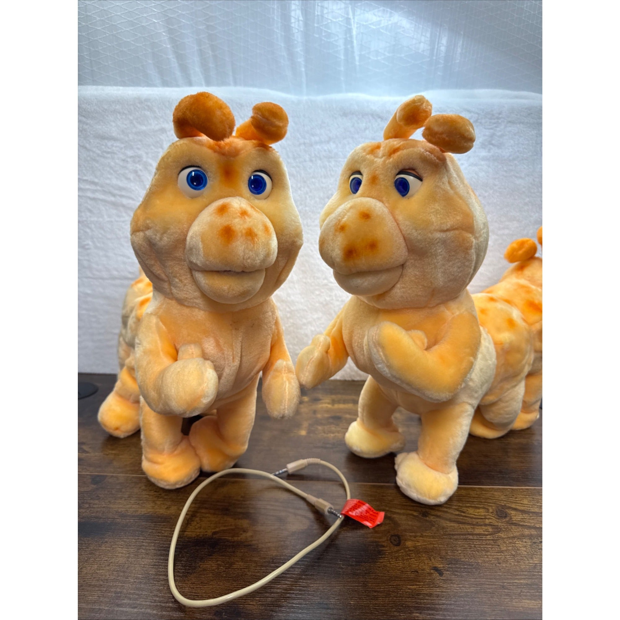 Pair Of Vintage Animated Teddy Ruxpin Pal Grubby & Connection Cable untested
