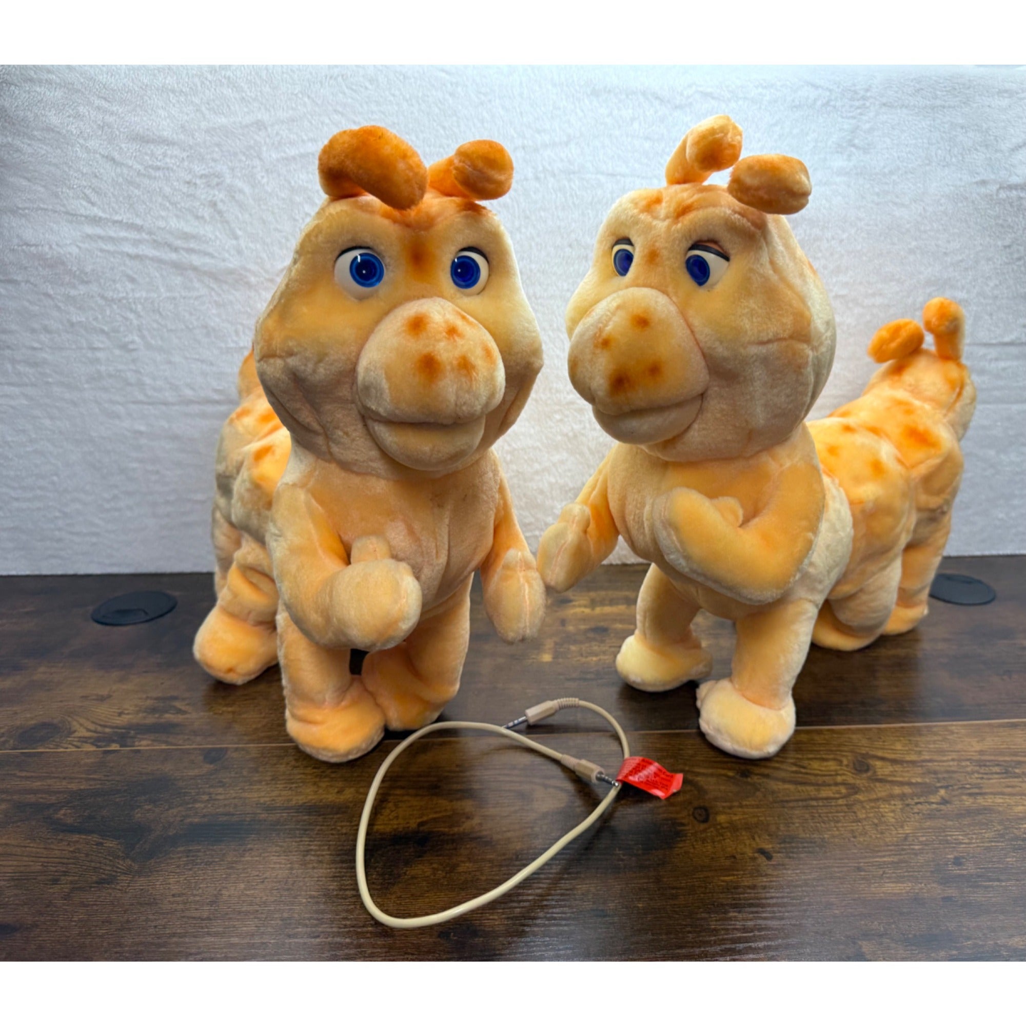 Pair Of Vintage Animated Teddy Ruxpin Pal Grubby & Connection Cable untested