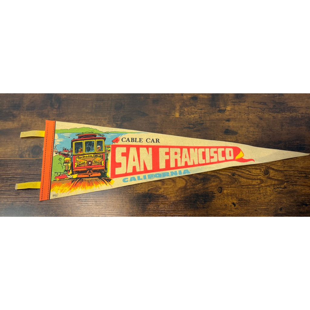 Vintage San Francisco Cable Car Felt Pennant Mid-Century Design