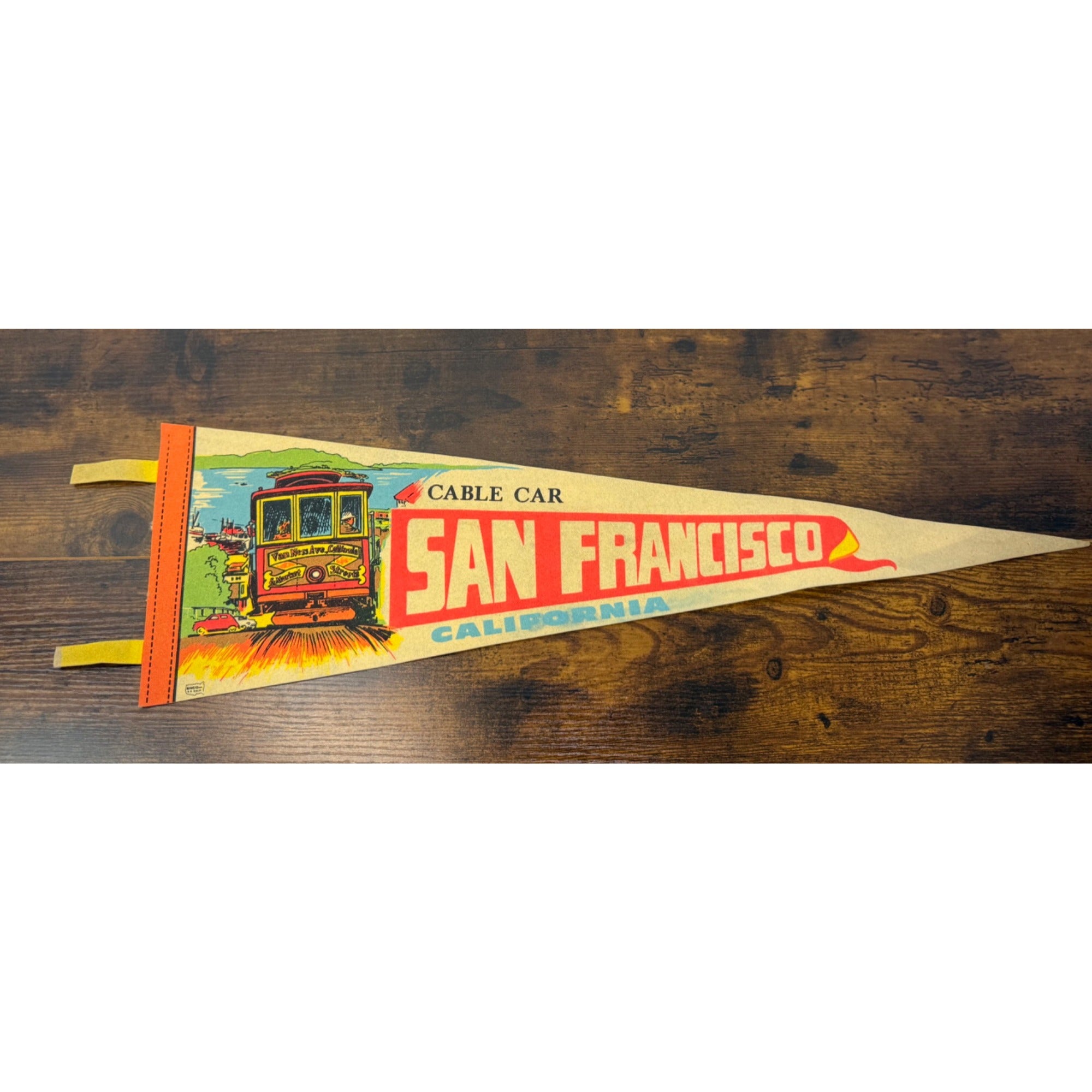 Vintage San Francisco Cable Car Felt Pennant Mid-Century Design