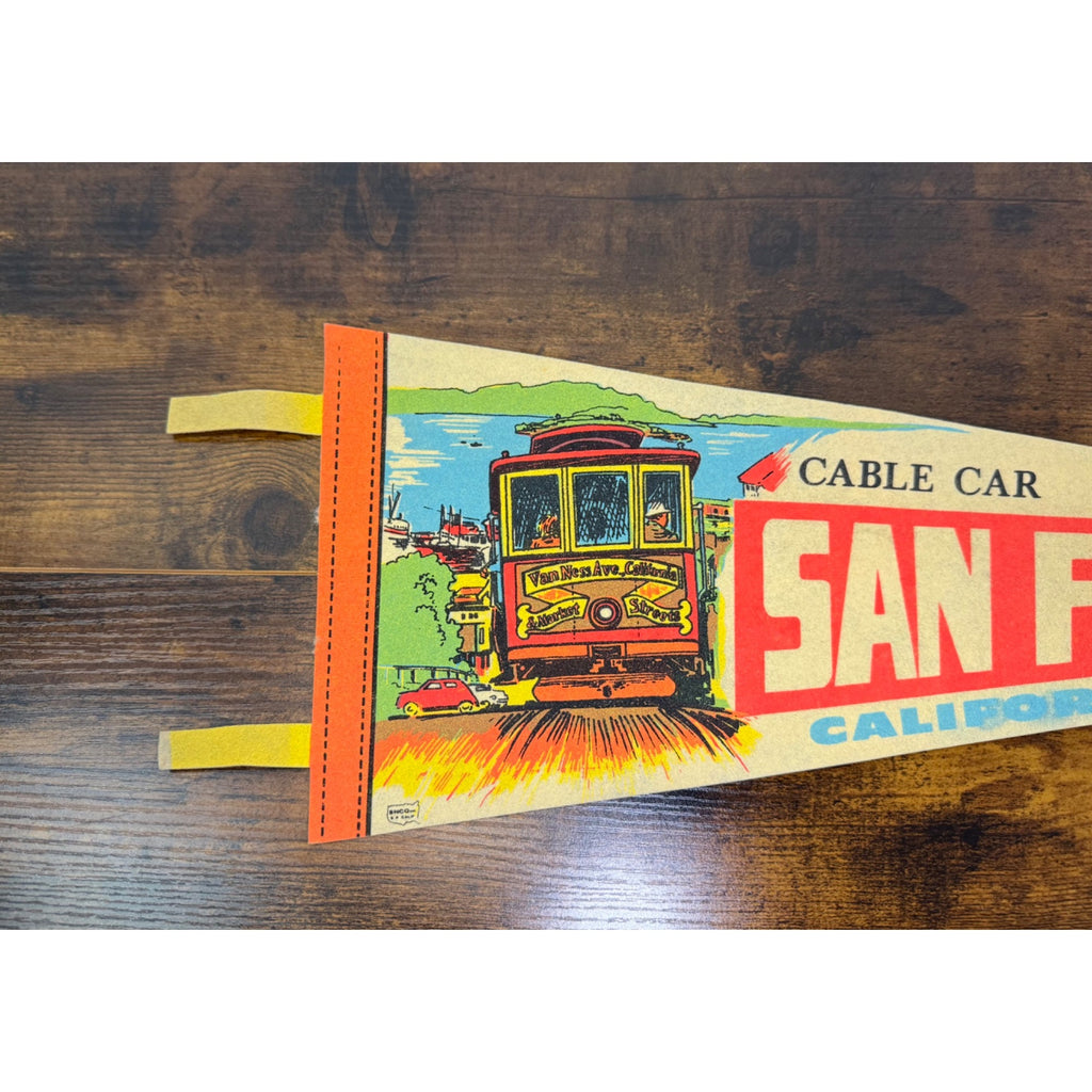 Vintage San Francisco Cable Car Felt Pennant Mid-Century Design