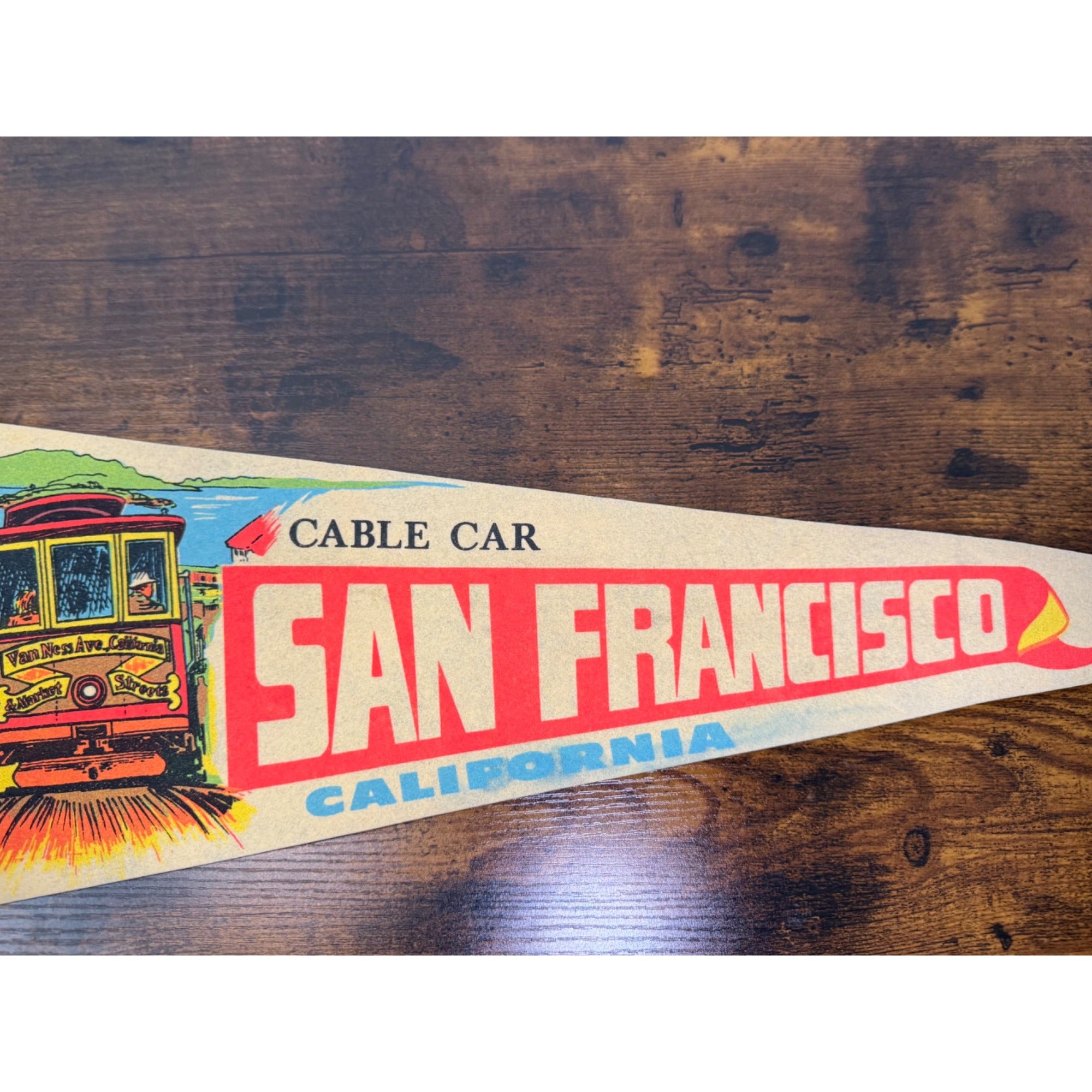 Vintage San Francisco Cable Car Felt Pennant Mid-Century Design