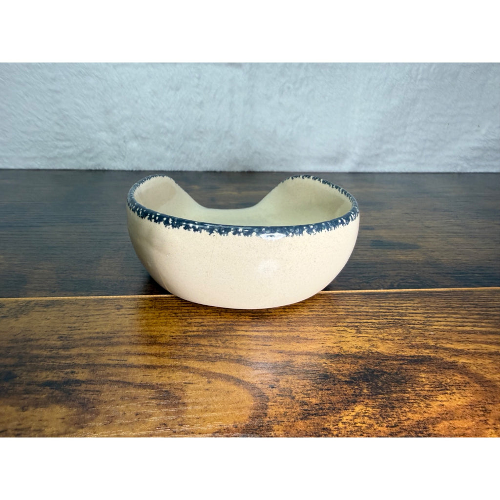 Vintage Hand-Painted Ceramic Rooster Spoon Rest With Distressed Blue Trim