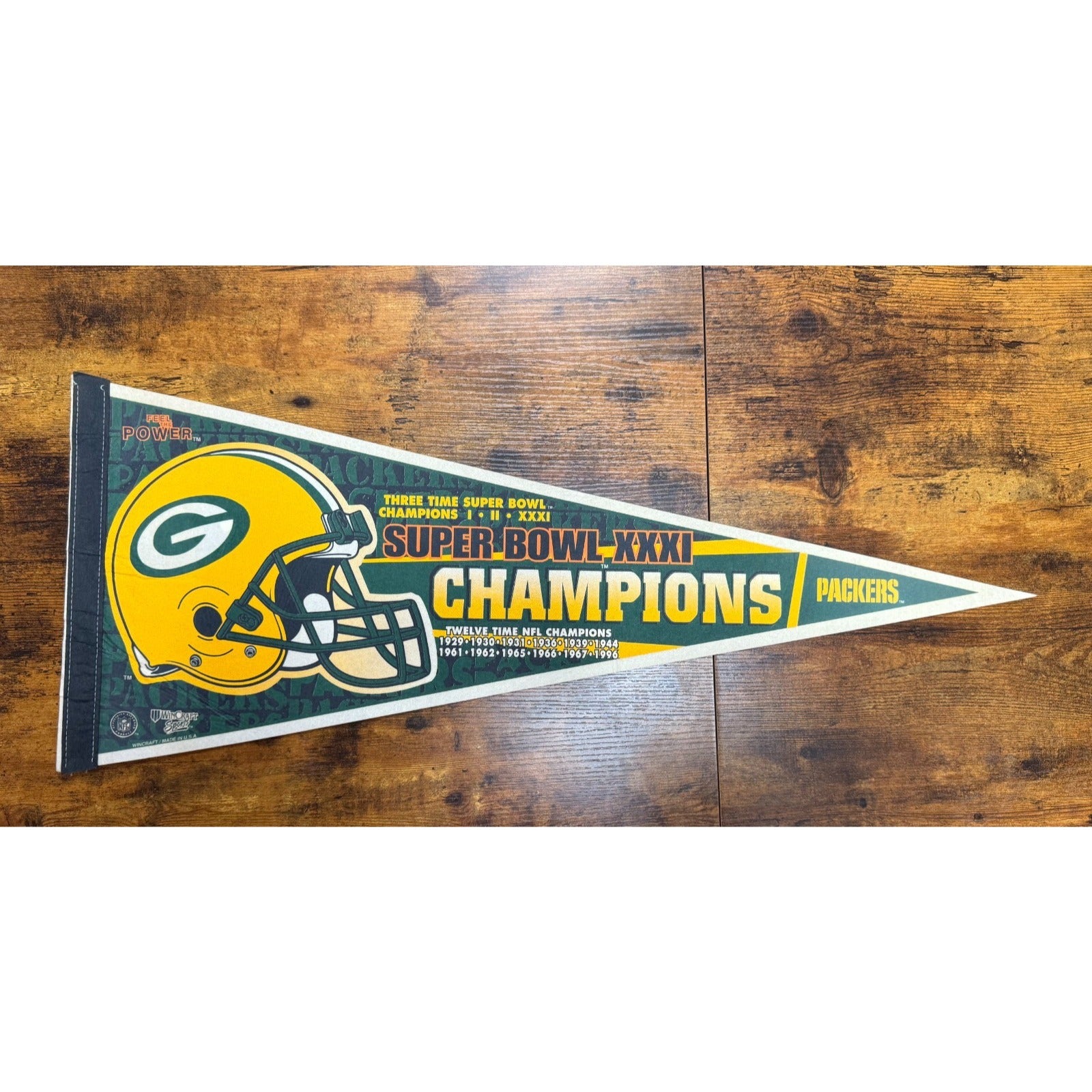 Vintage Green Bay Packers Super Bowl XXXI Champions Full Size Pennant