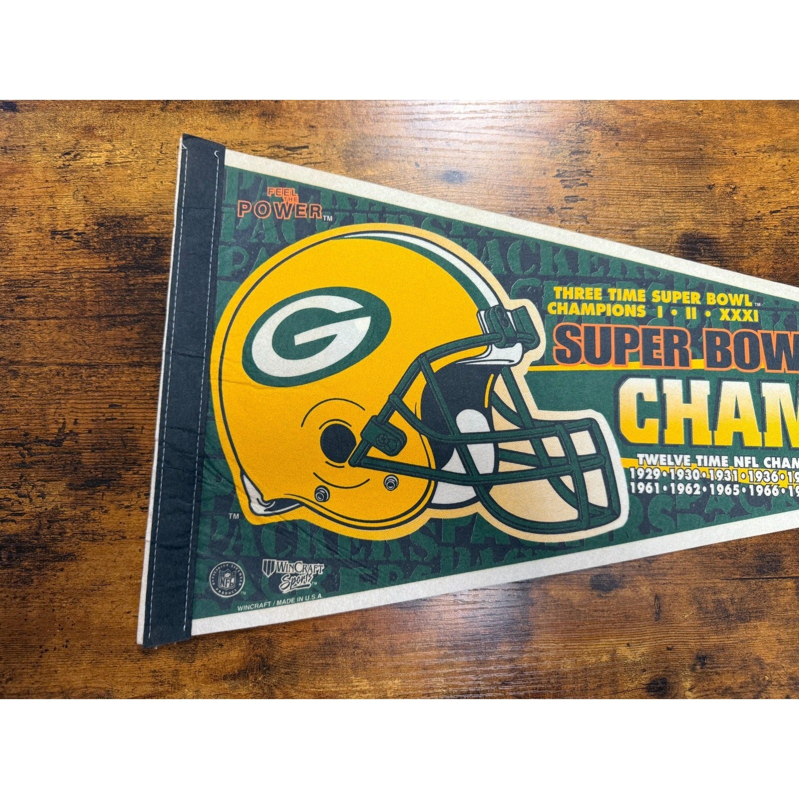 Vintage Green Bay Packers Super Bowl XXXI Champions Full Size Pennant