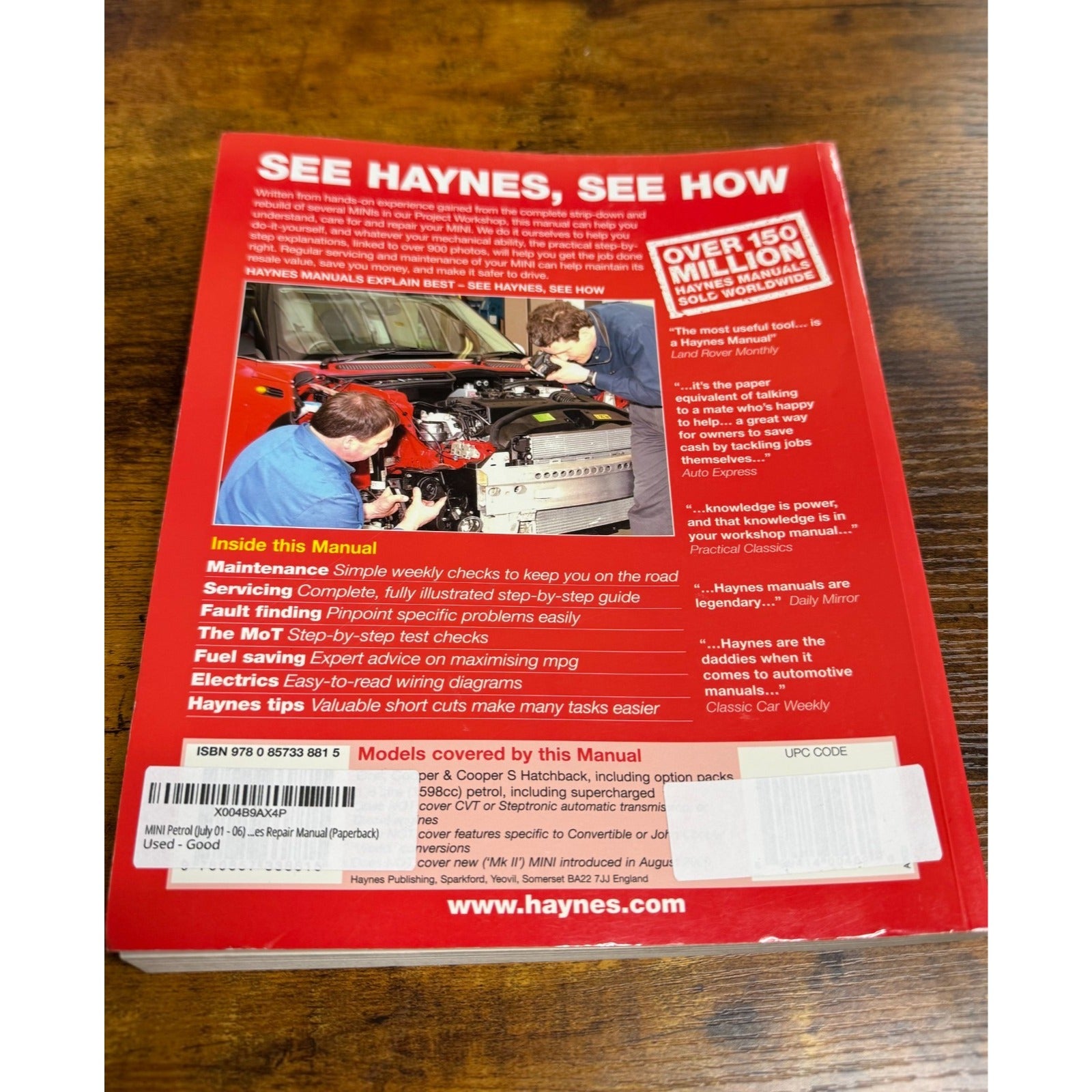 Haynes Owners Workshop Manual Mini July 2001-2006 Y to Reg petrol