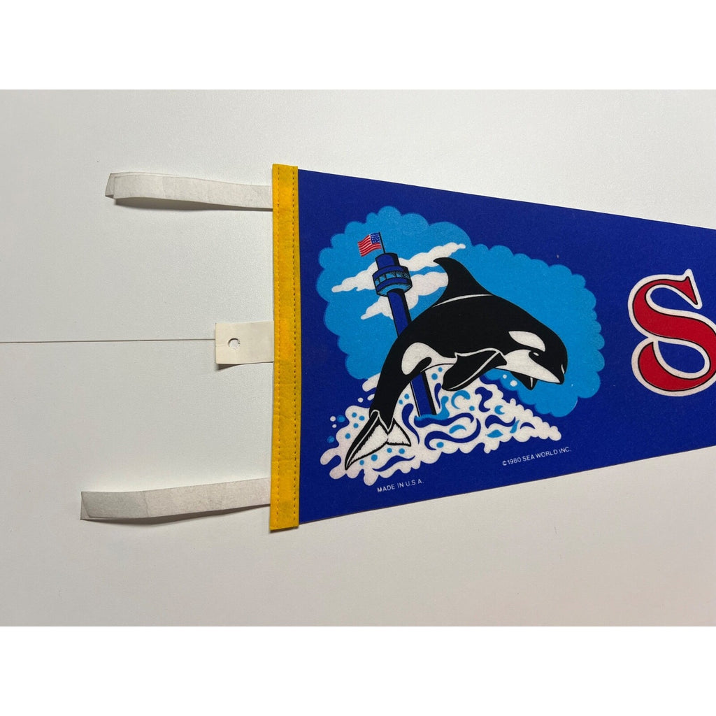 Sea World Pennant 26.5" (29.5" With Ties) x 8.75" Vintage 1980 Shamu Whale