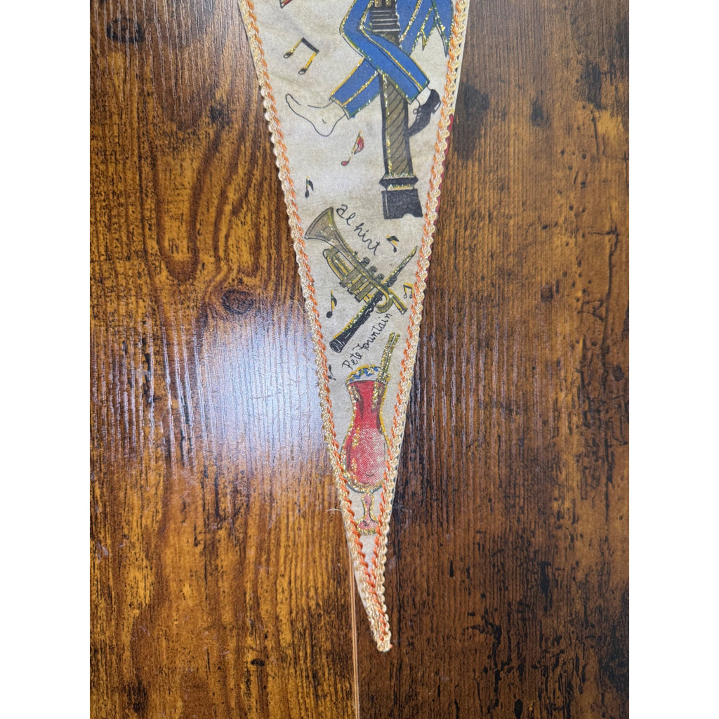 Vintage Bourbon Street New Orleans Jazz Pennant Flag With Musicians & Lantern