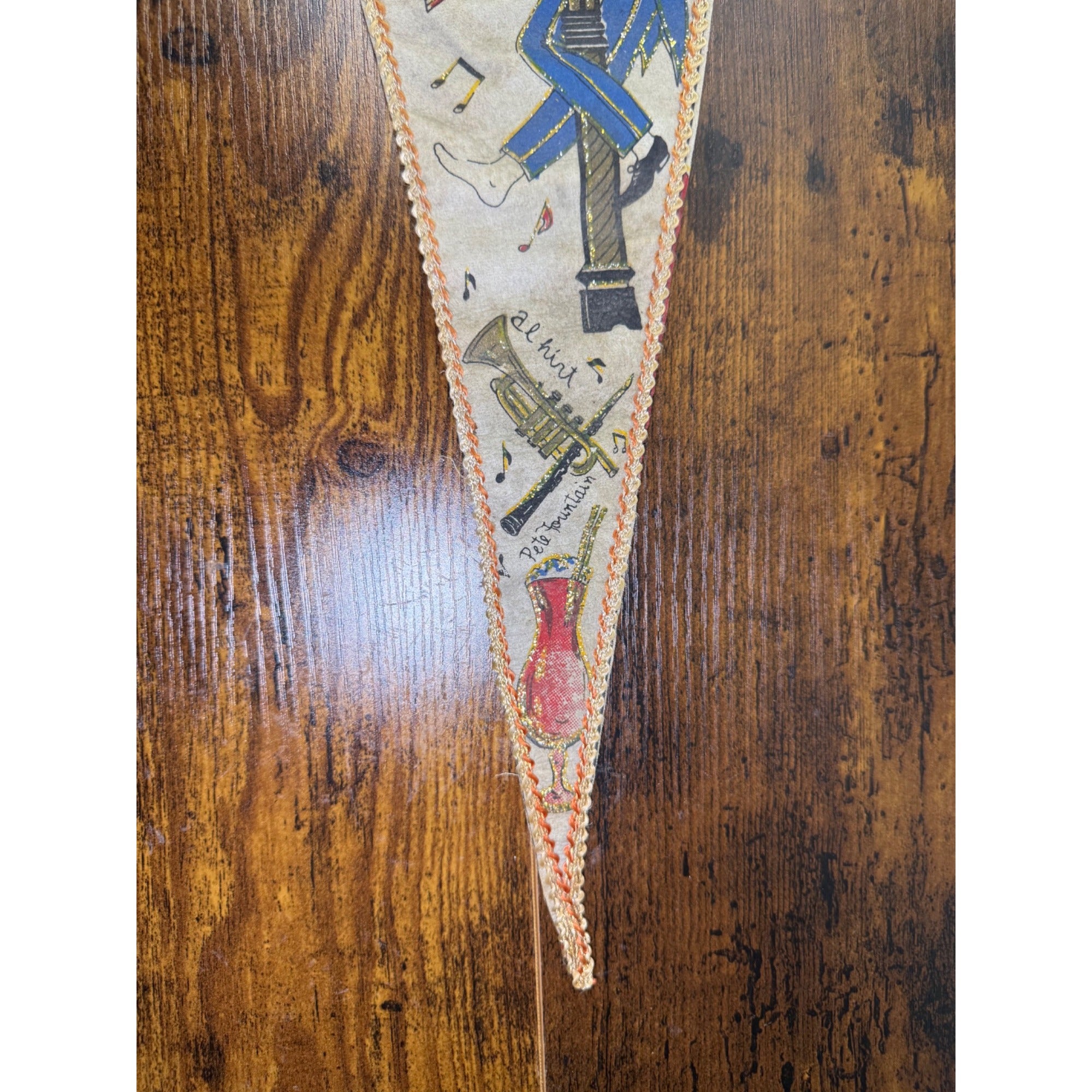 Vintage Bourbon Street New Orleans Jazz Pennant Flag With Musicians & Lantern