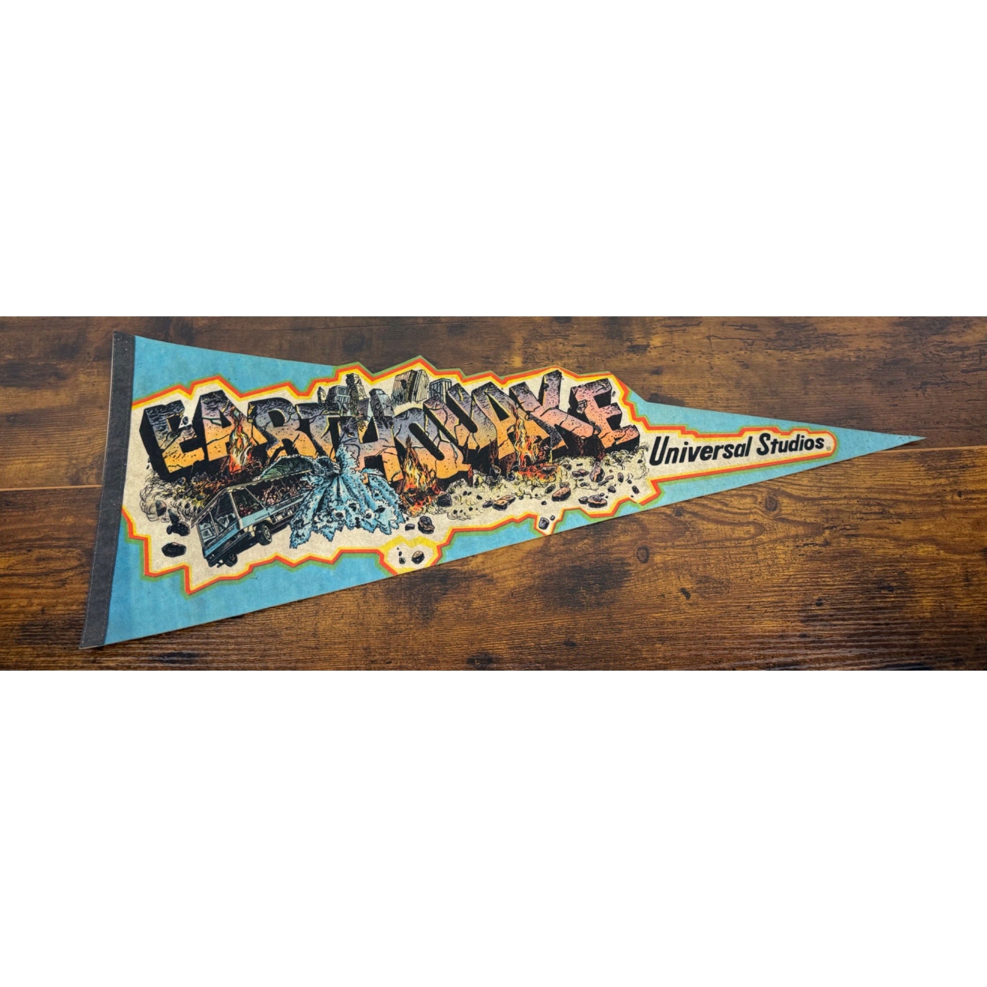 Universal Studios Earthquake Vintage Pennant Flag