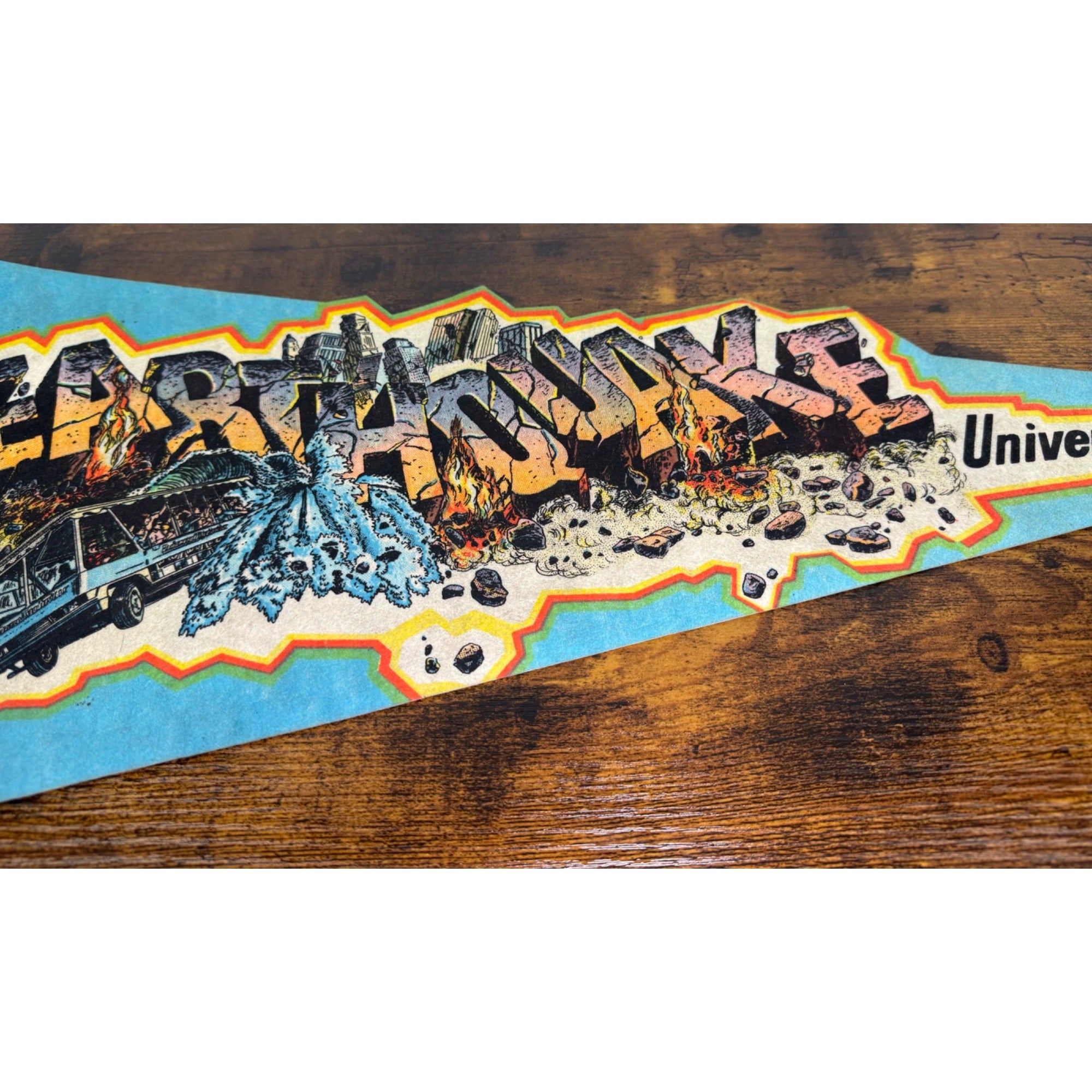 Universal Studios Earthquake Vintage Pennant Flag