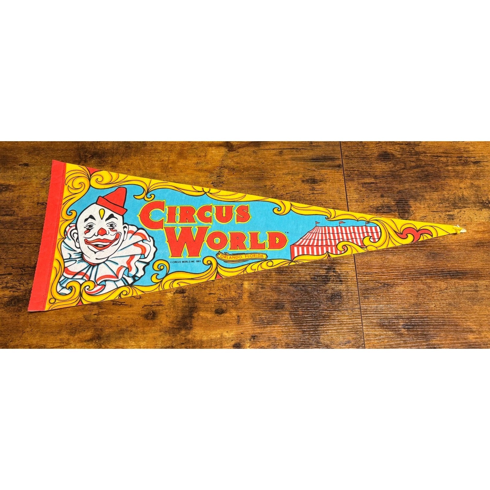 Vintage 1983 Circus World Orlando, Florida pennant