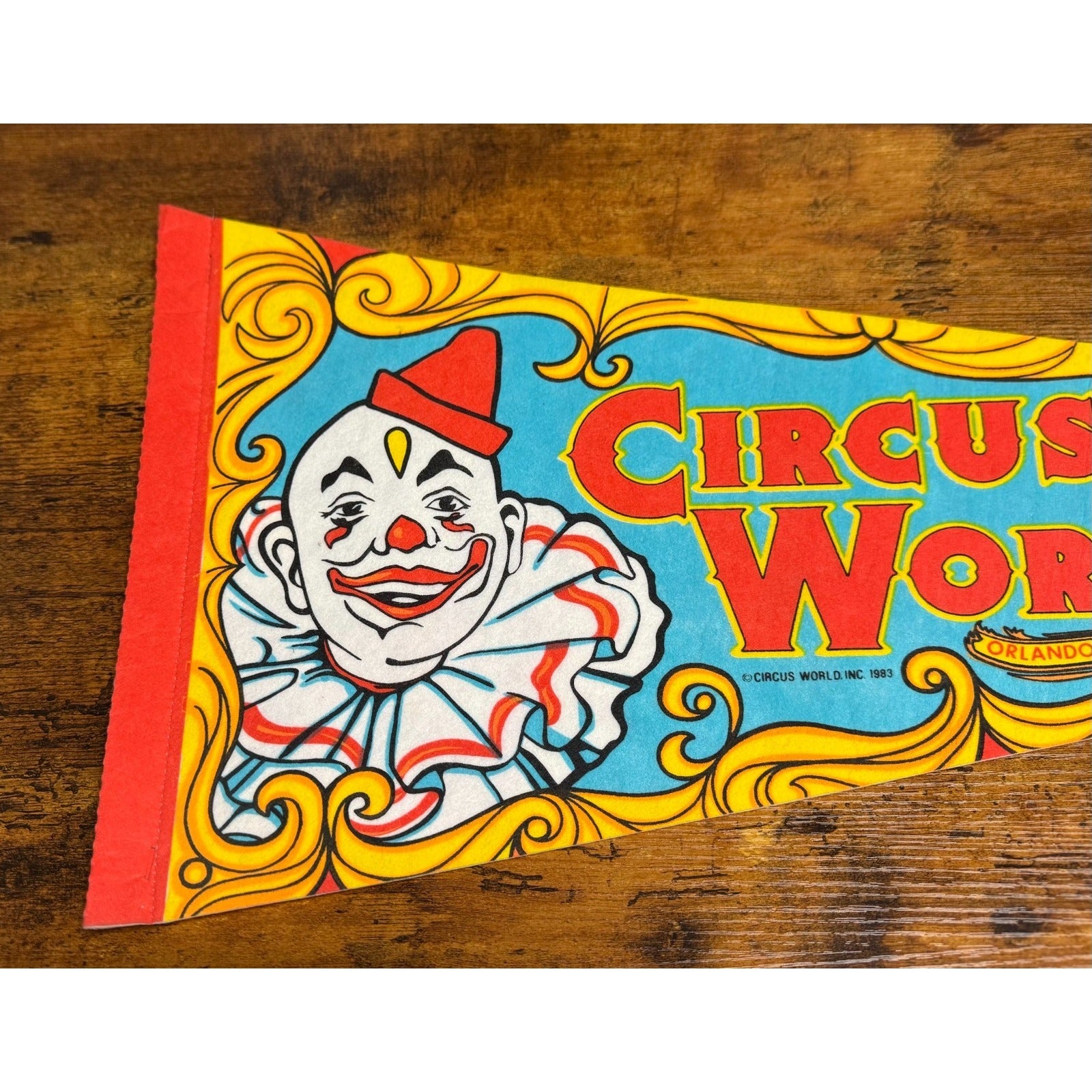 Vintage 1983 Circus World Orlando, Florida pennant
