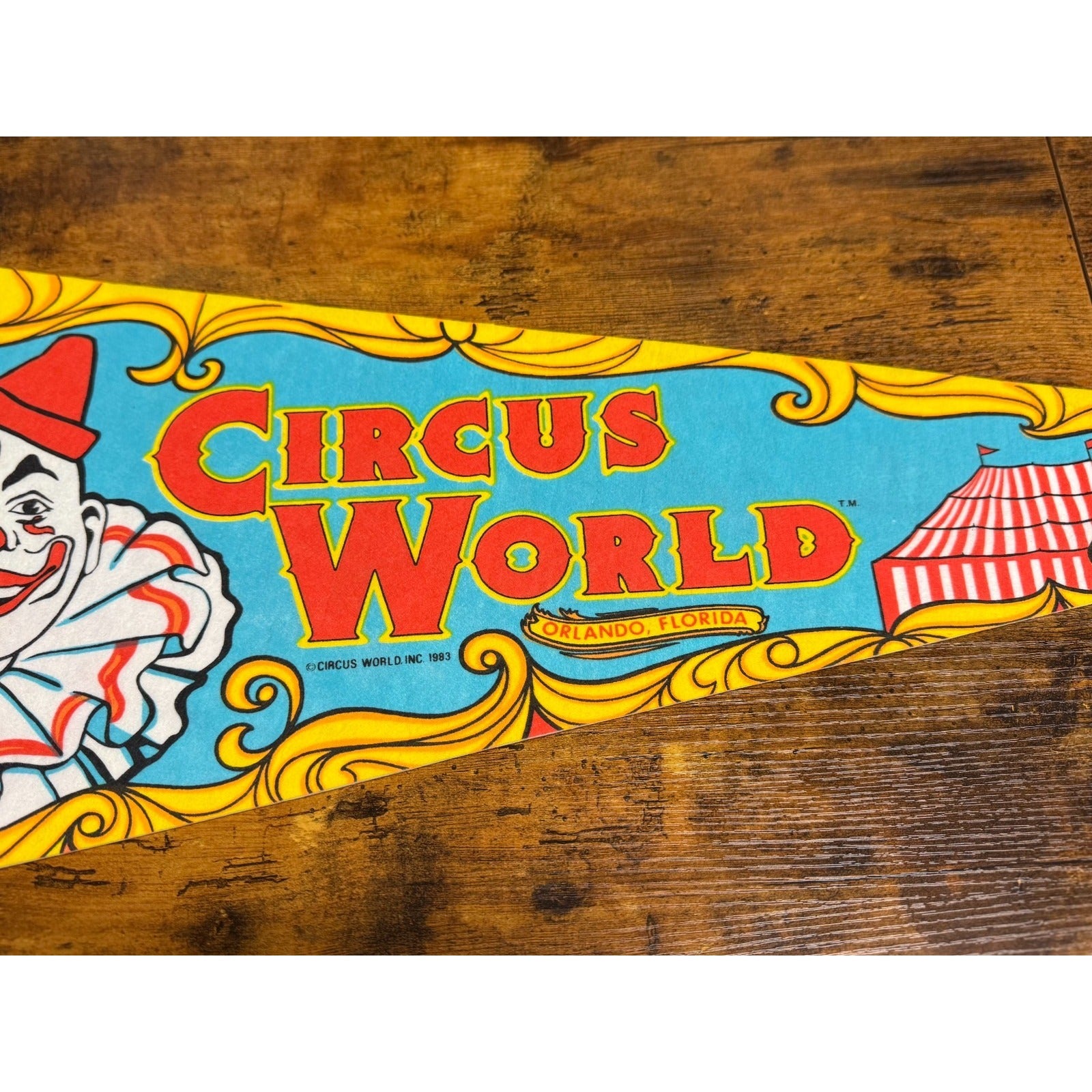 Vintage 1983 Circus World Orlando, Florida pennant